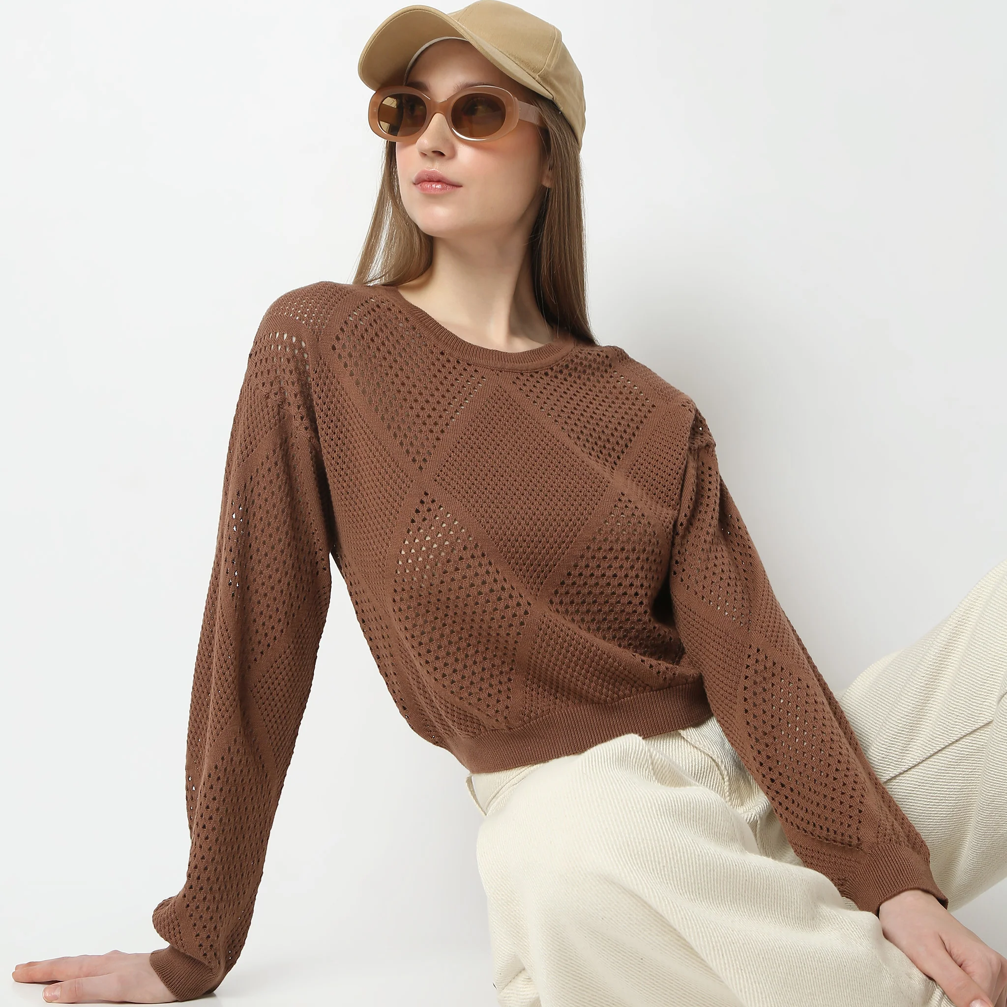 Structured Full Sleeve Flat Knits T-Shirt - Image 2