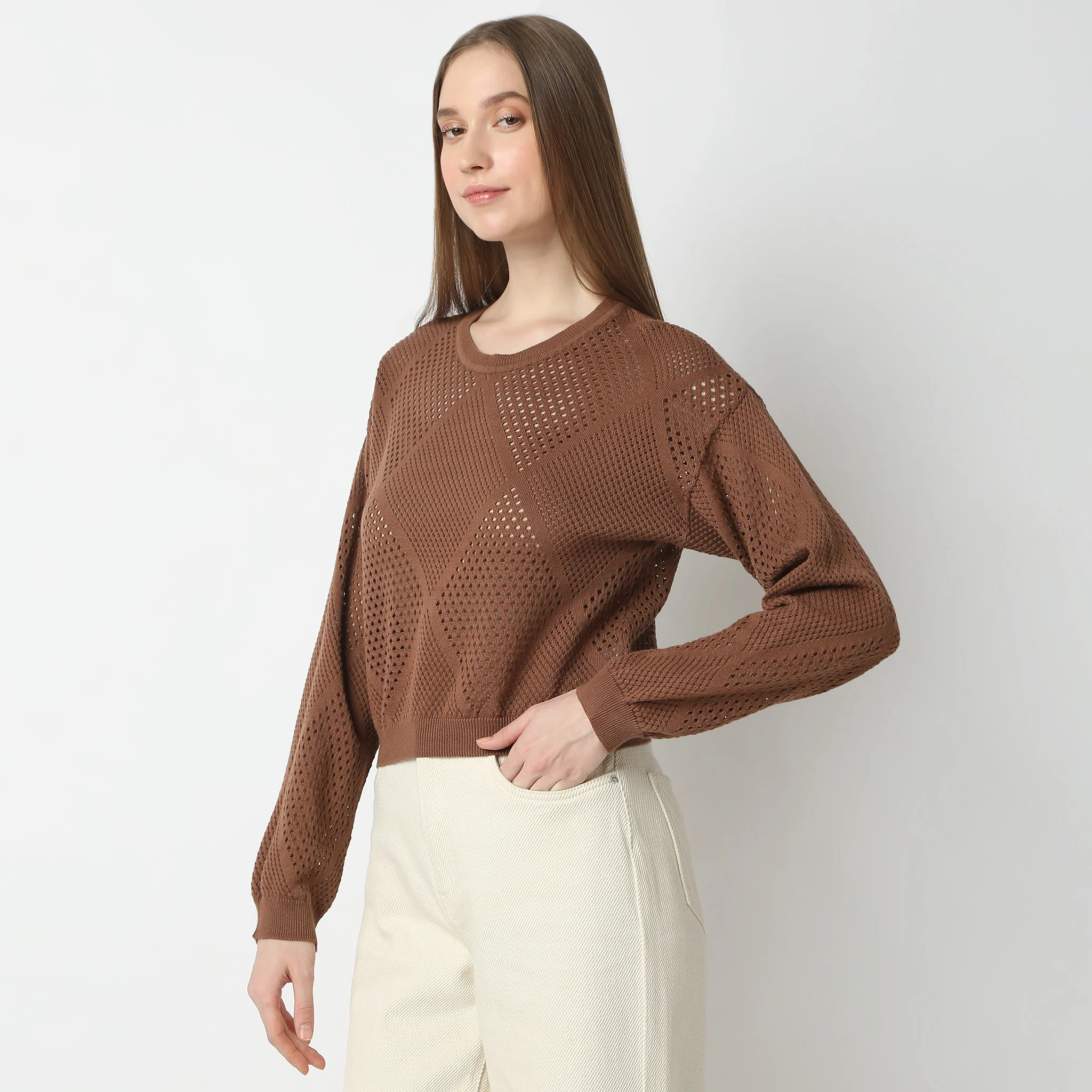 Structured Full Sleeve Flat Knits T-Shirt - Image 4