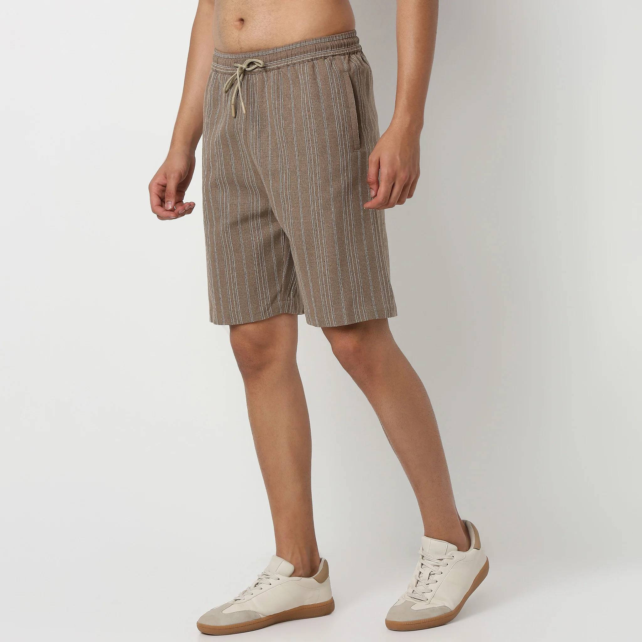 Above Knee Trendy Yarn Dyed Textured Pull-On Mood Shorts - Image 5
