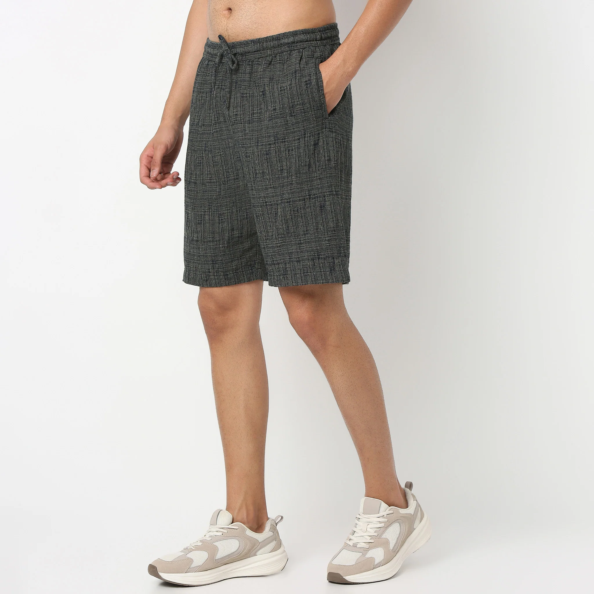 Moodᵉˣ Shorts - Above Knee Trendy Yarn Dyed Textured Pull-On Shorts Relaxed Fit - Image 5