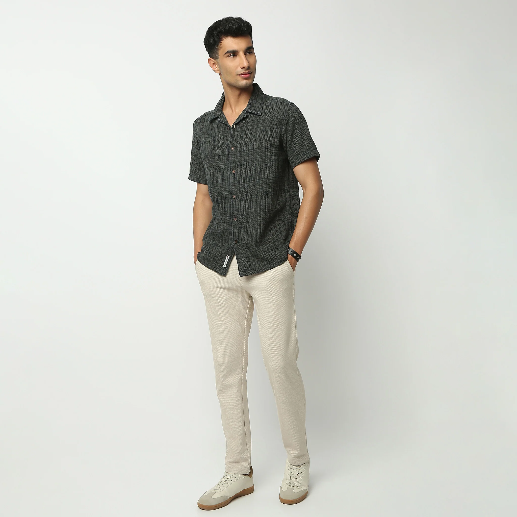 Camp Collar Half Sleeve Yarn Dyed Textured Mood Shirt - Image 6