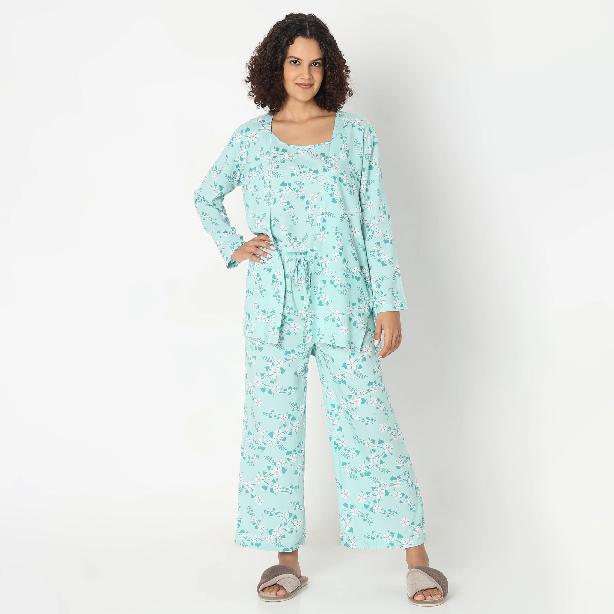 Woven Tropical Sleepwear Lounge Shrug - Image 4