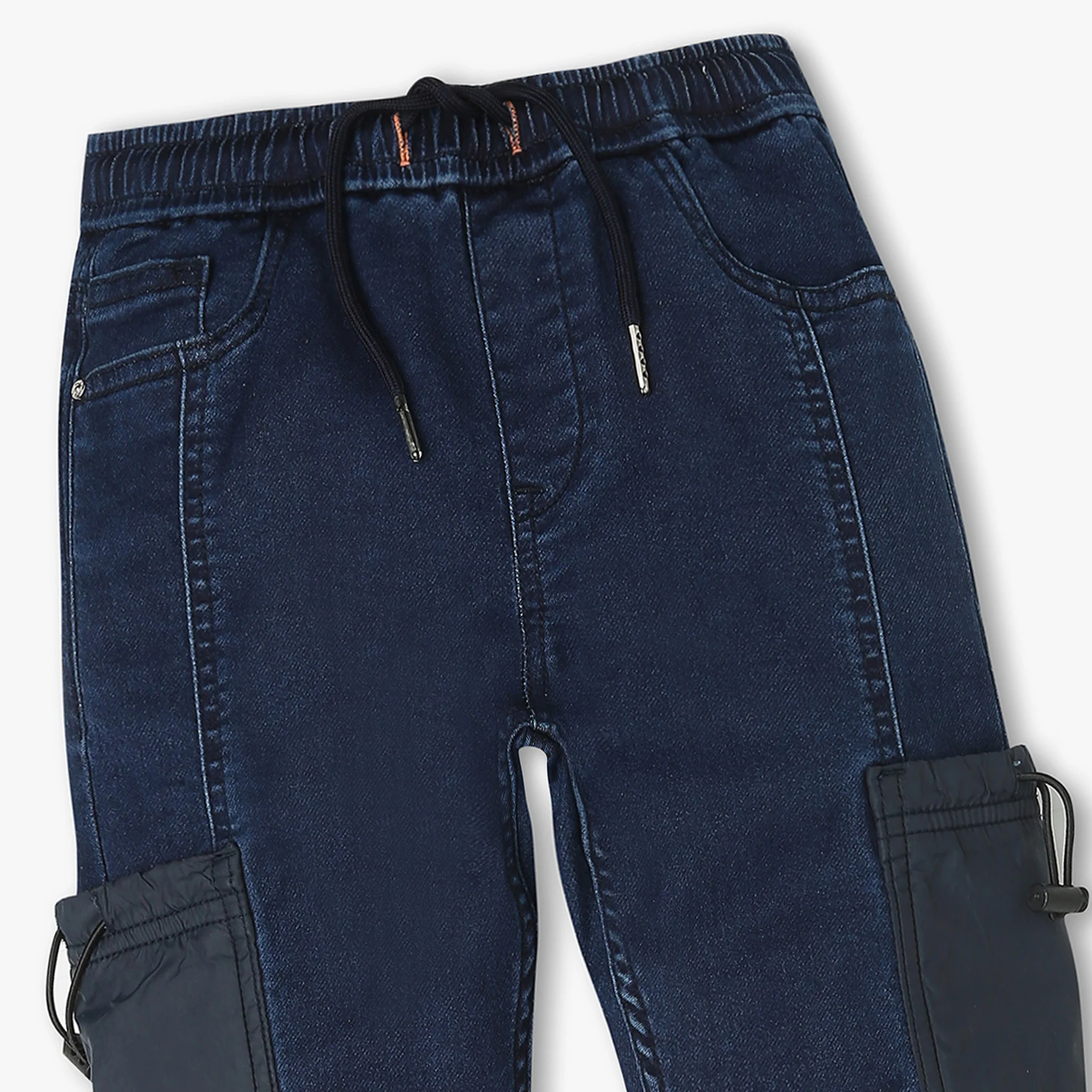 Relaxed Fit Boys Indigo Jogger With Drawcord And Toggle Detailng - Image 3
