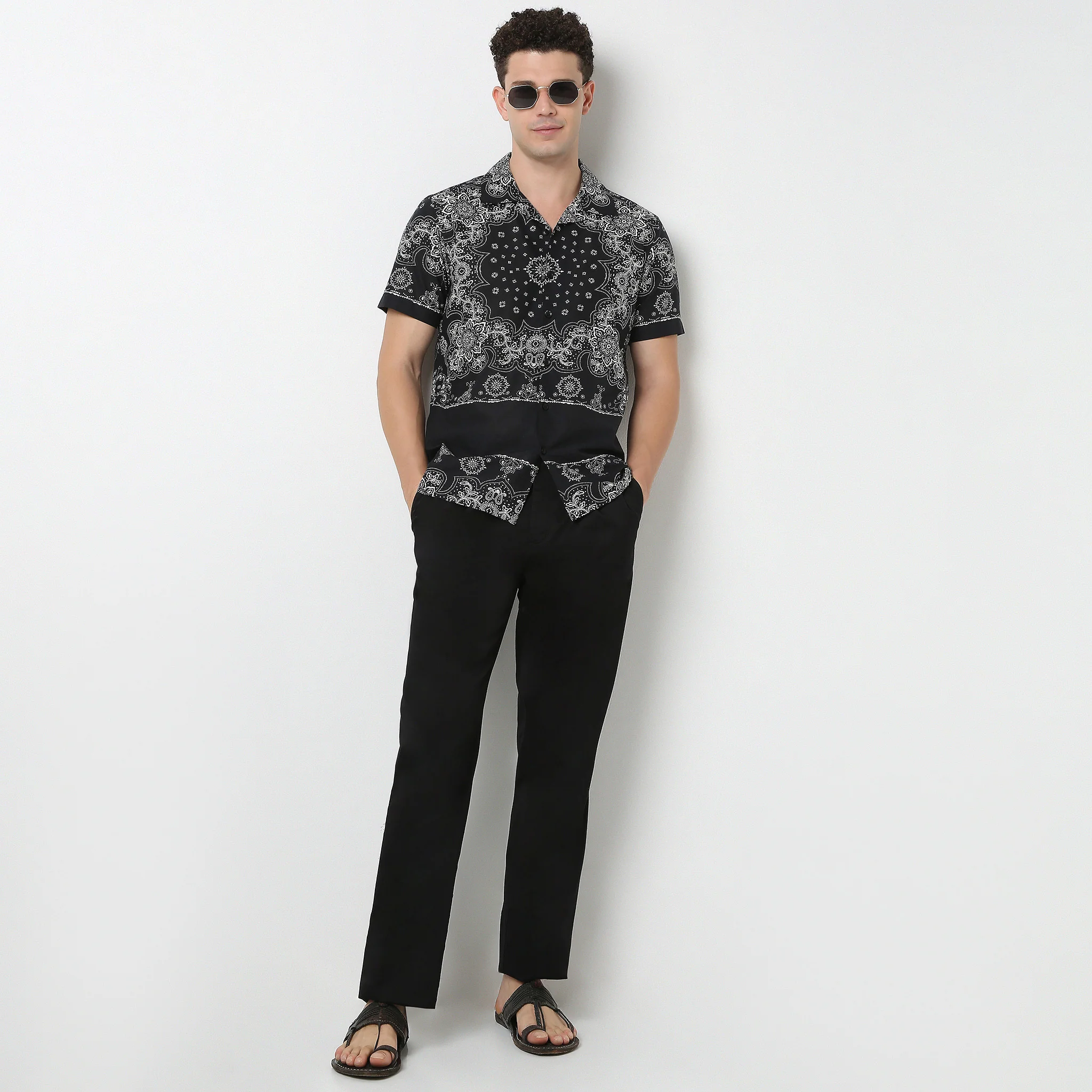 Relaxed Fit Cuban Block Print Shirt