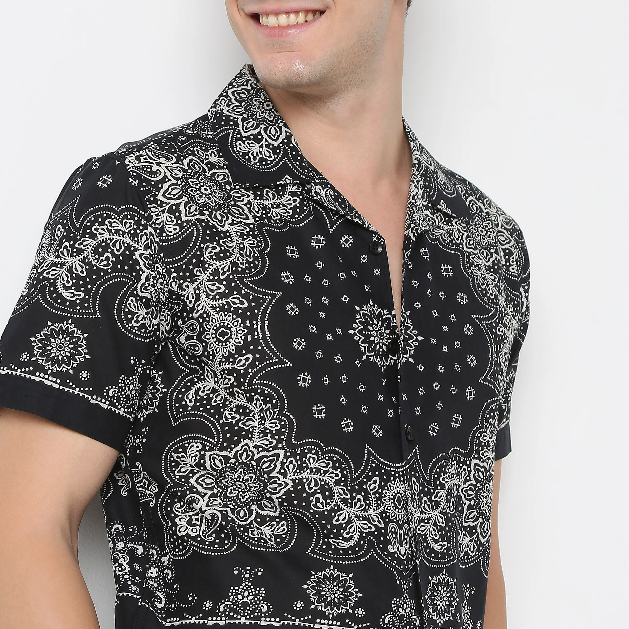 Relaxed Fit Cuban Block Print Shirt - Image 5