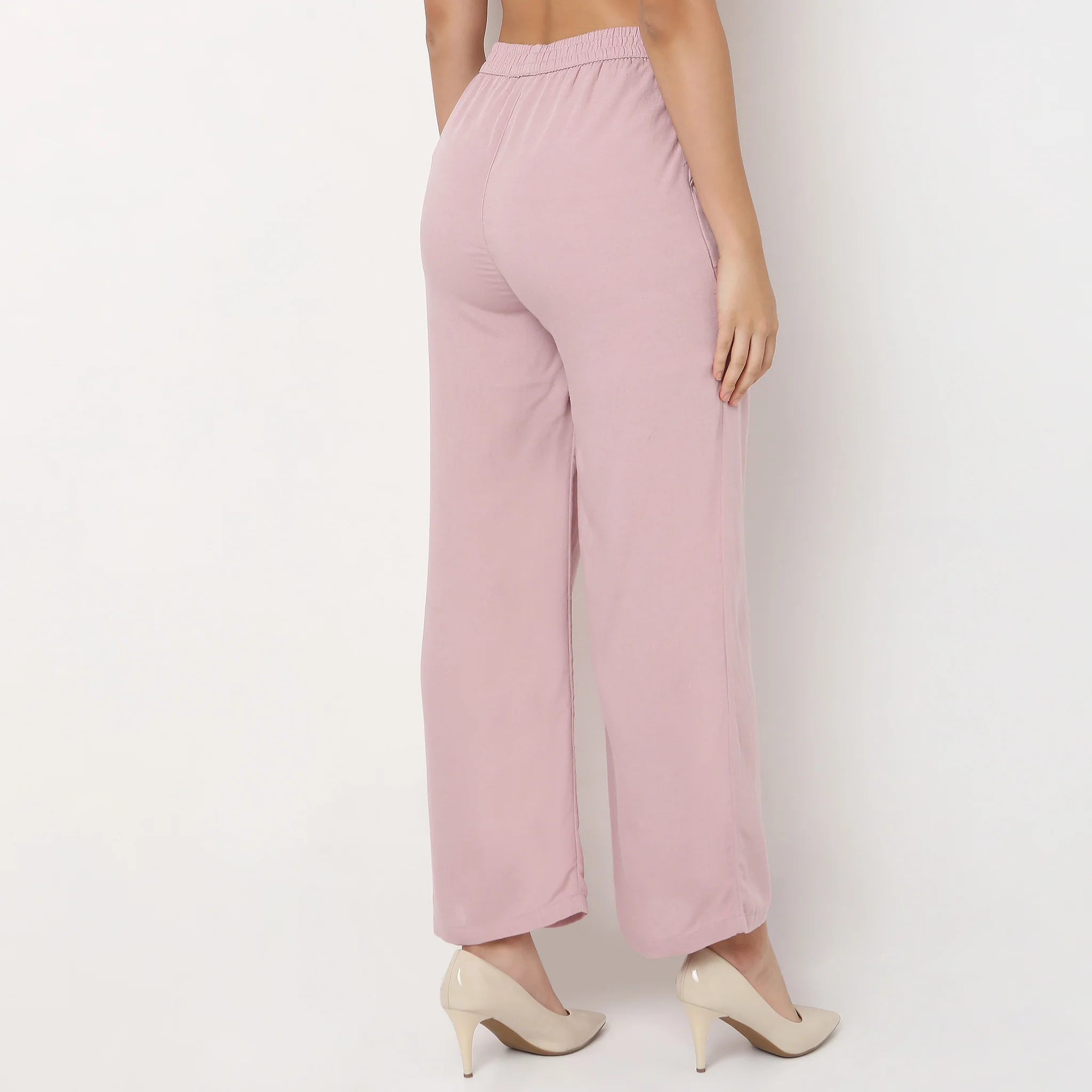 Relaxed Fit High Rise Palazzo With Scallop Hem - Image 8