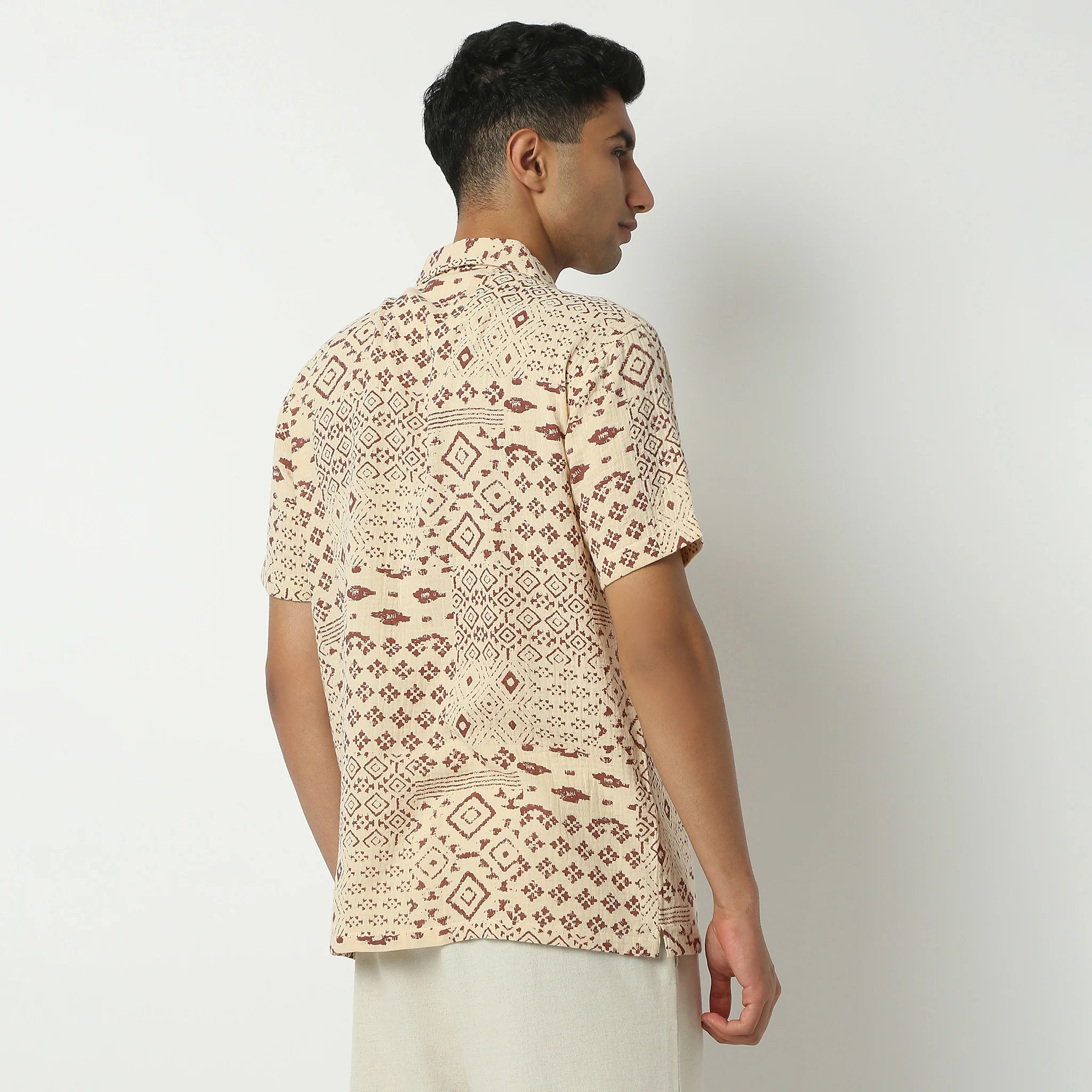 Camp Collar Half Sleeve Short Length Relaxed Fit Cuban Printed Shirt - Image 3