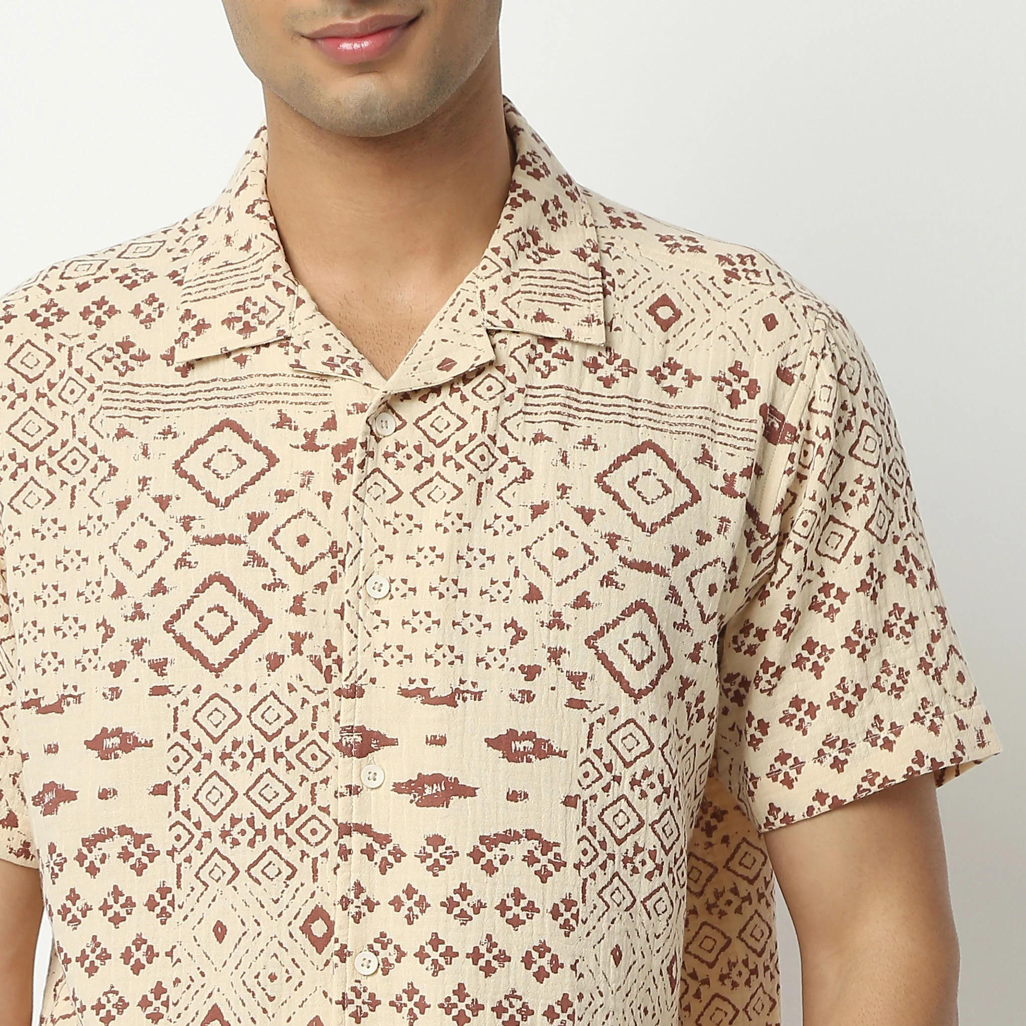 Camp Collar Half Sleeve Short Length Relaxed Fit Cuban Printed Shirt - Image 4