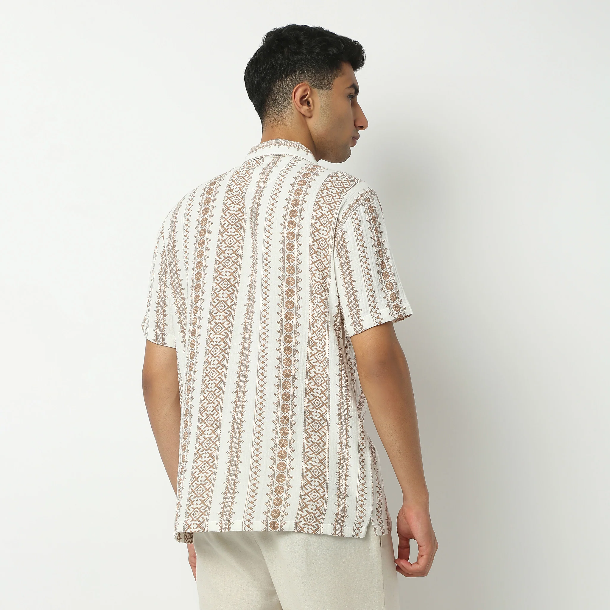Camp Collar Half Sleeve Short Length Relaxed Fit Cuban Printed Shirt - Image 3