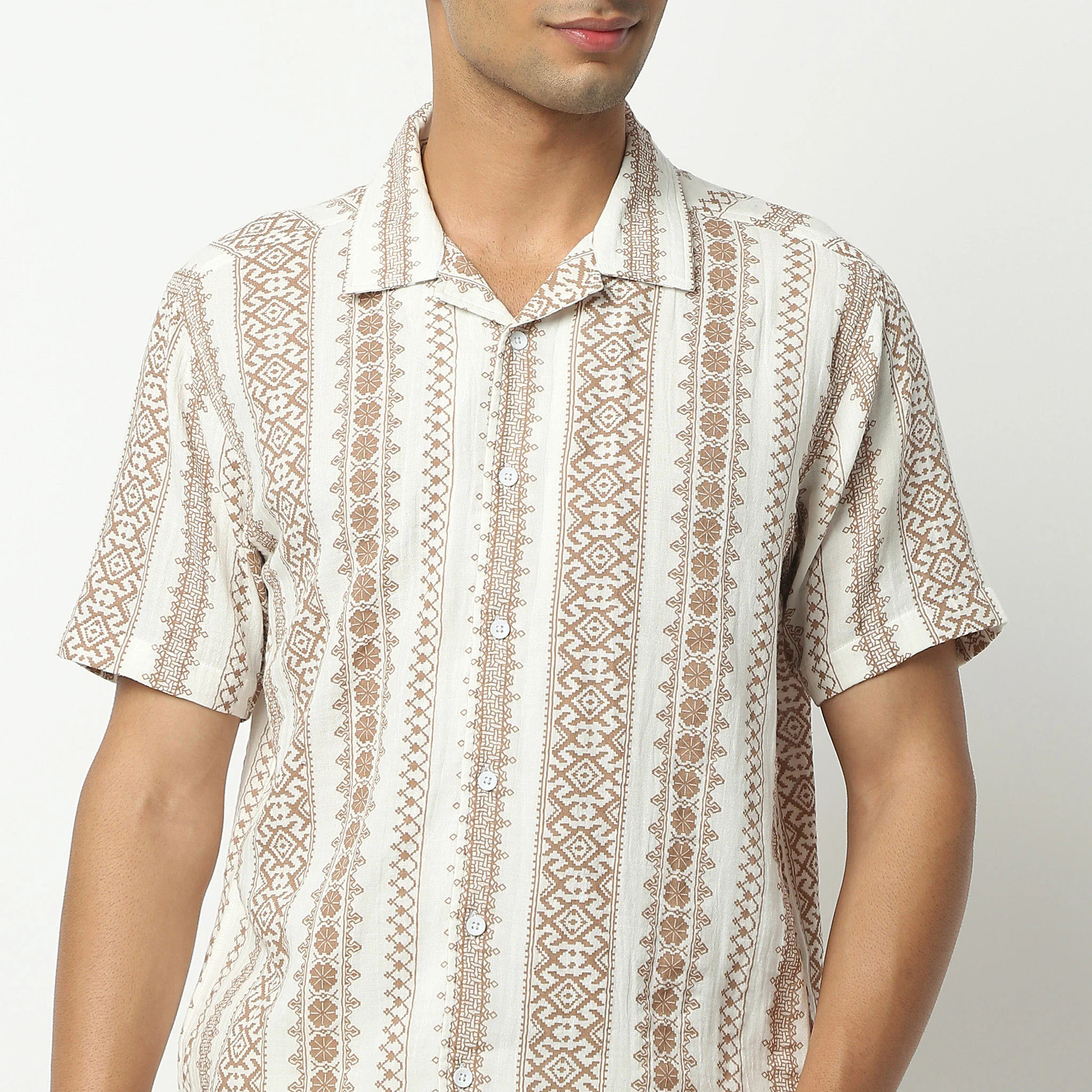 Camp Collar Half Sleeve Short Length Relaxed Fit Cuban Printed Shirt - Image 4