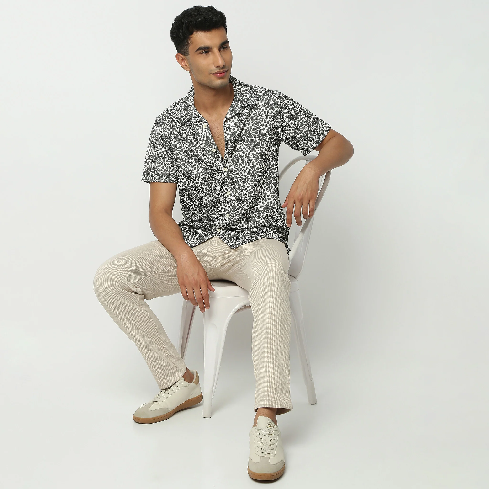 Camp Collar Half Sleeve Short Length Relaxed Fit Cuban Printed Shirt