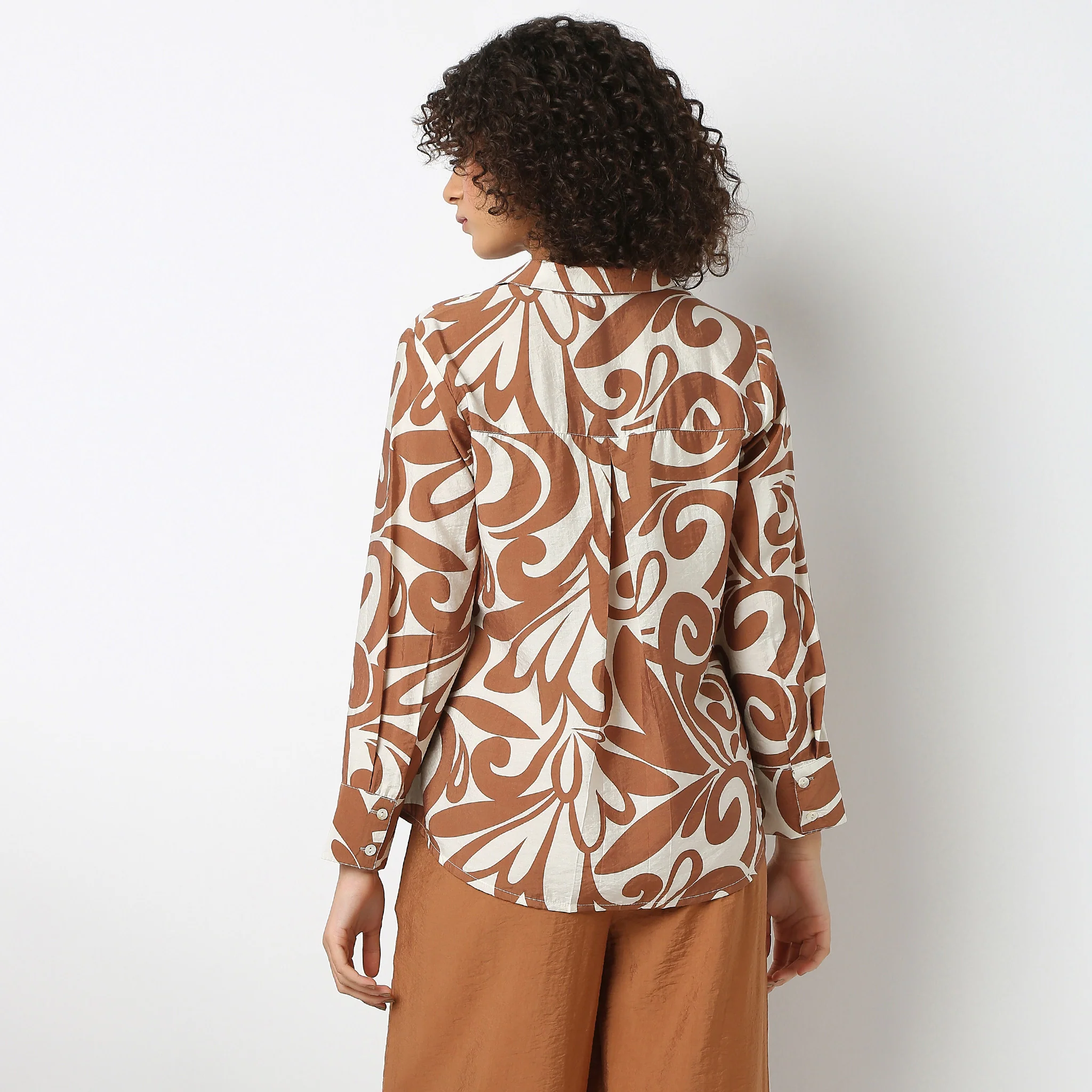 Shirt Collar Short Length Full Sleeve Relaxed Fit Printed Tunic - Image 3
