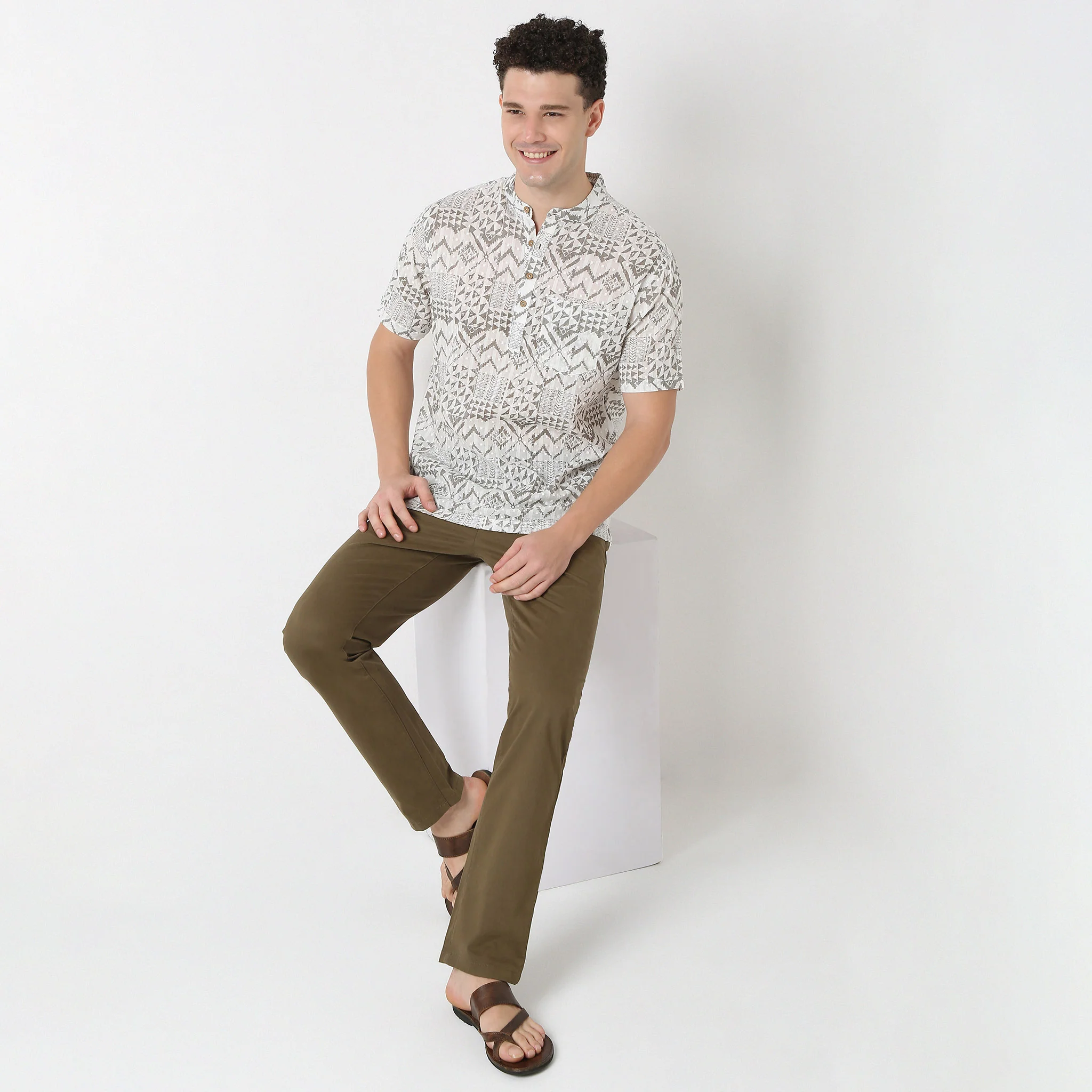 Relaxed Fit Printed Short Kurta