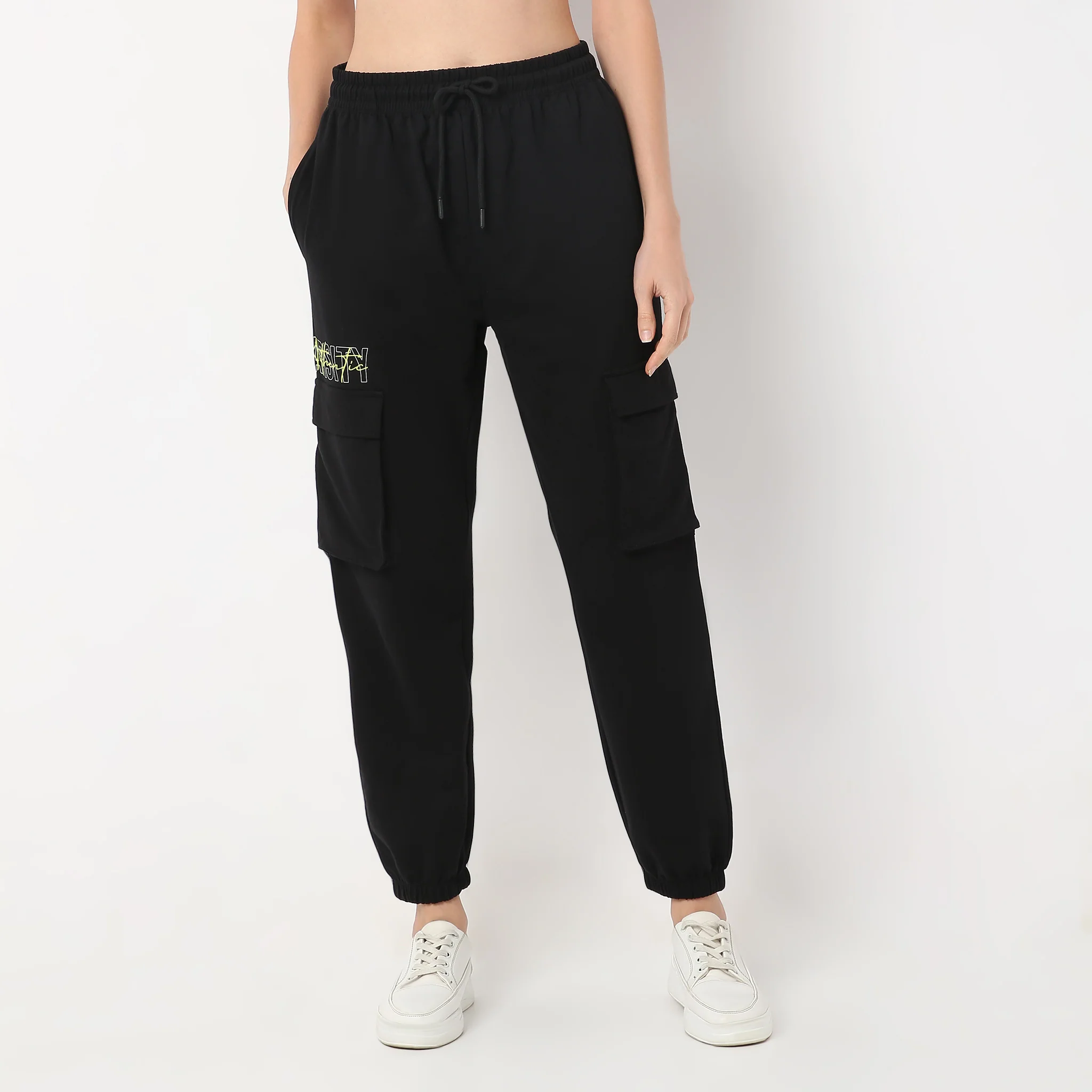 Ankle Length Relaxed Fit Athleisure Solid Joggers - Image 2