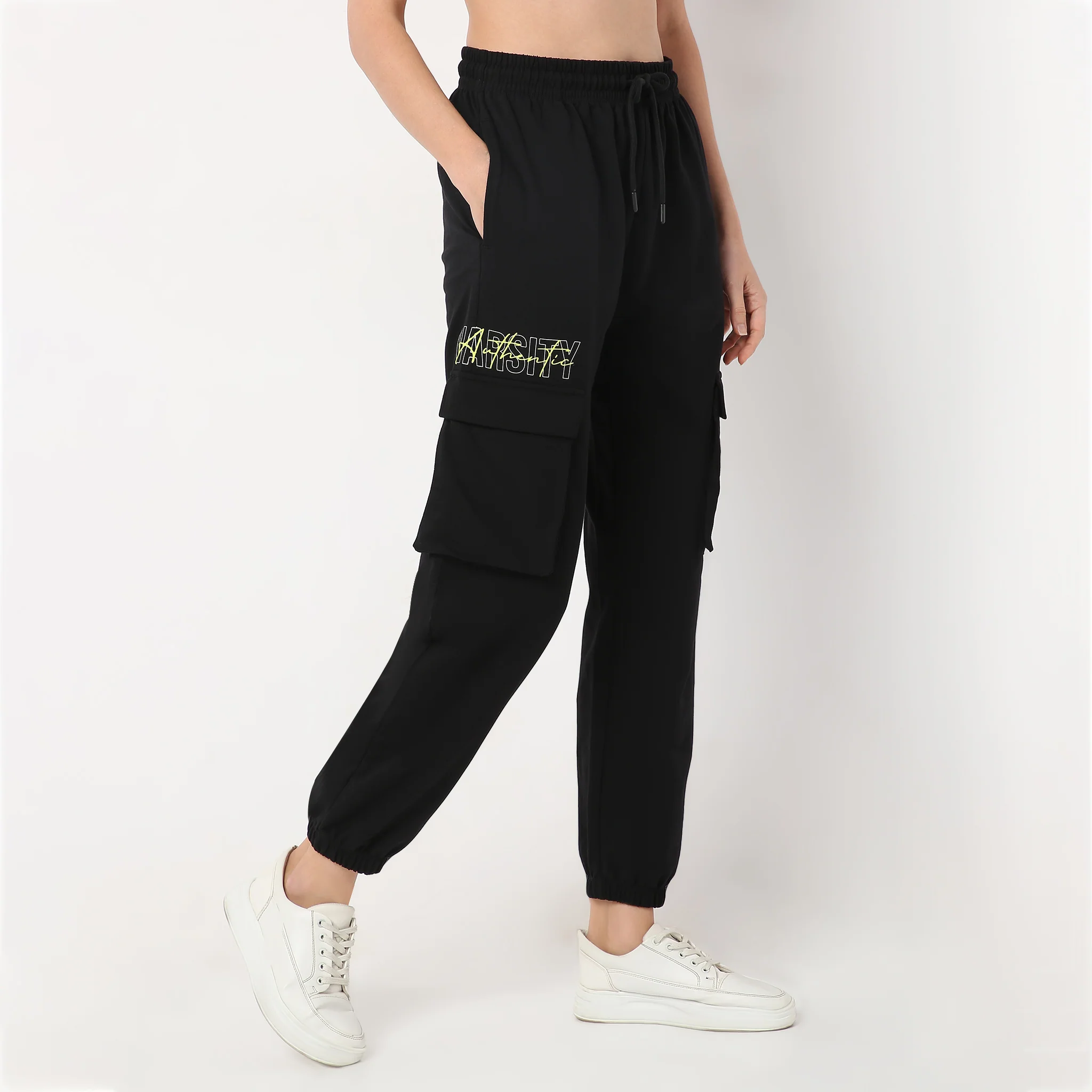 Ankle Length Relaxed Fit Athleisure Solid Joggers - Image 5