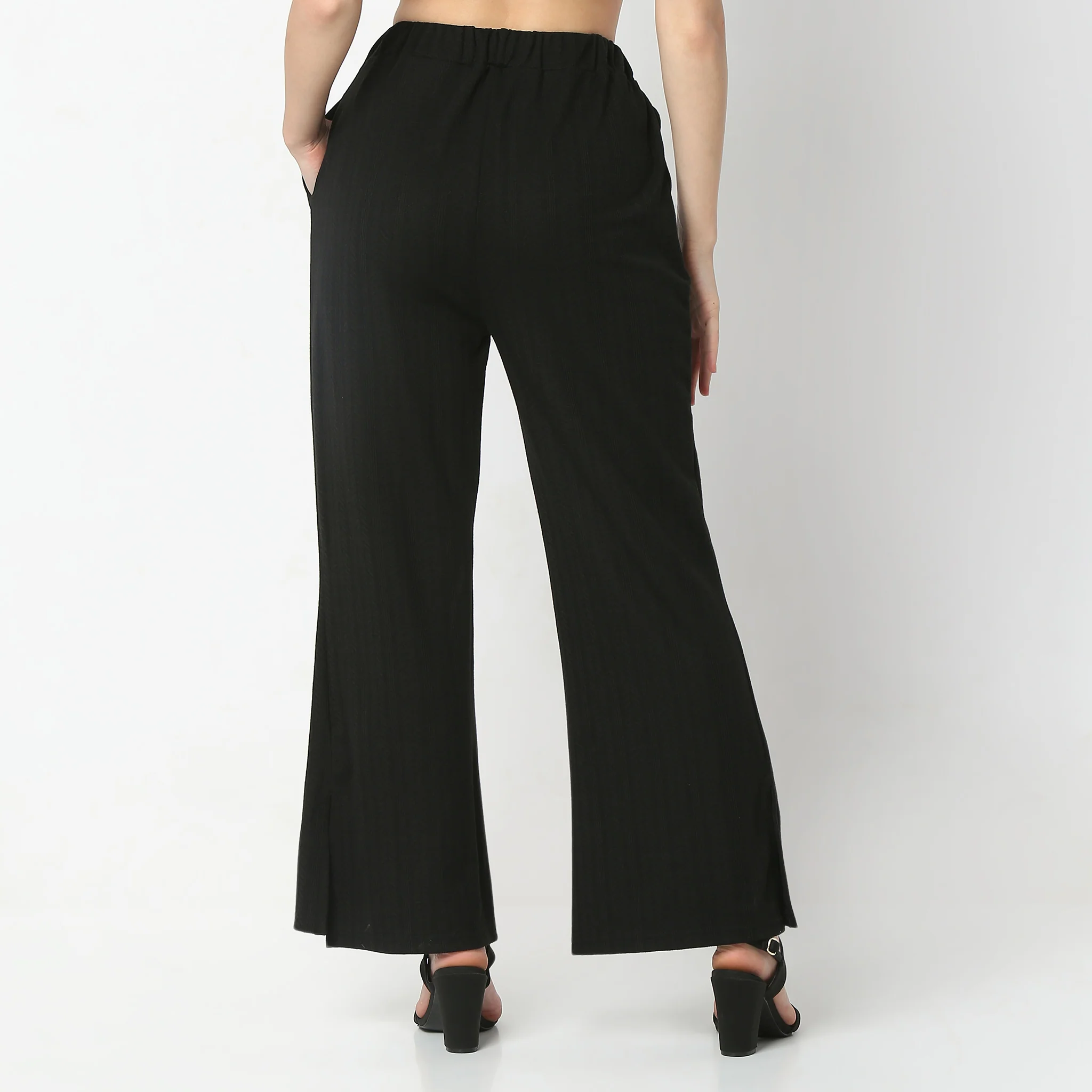 Relaxed Fit Ankle Length High Rise Palazzos - Image 3