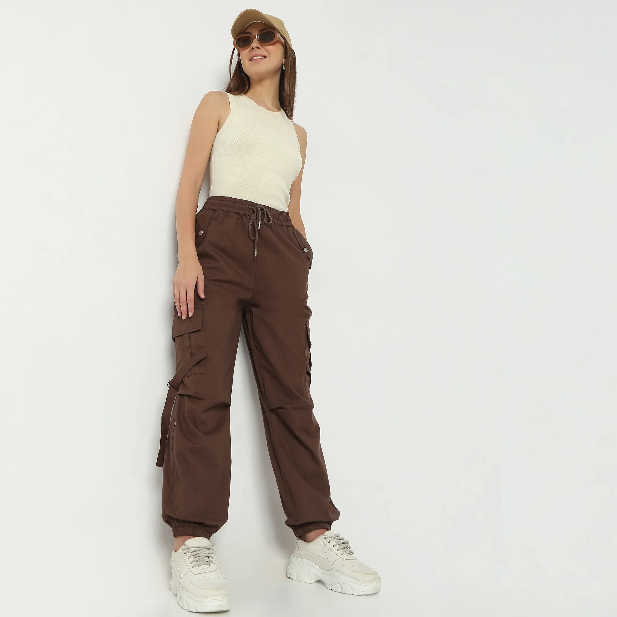 Relaxed Fit Ankle Length High Rise Pants
