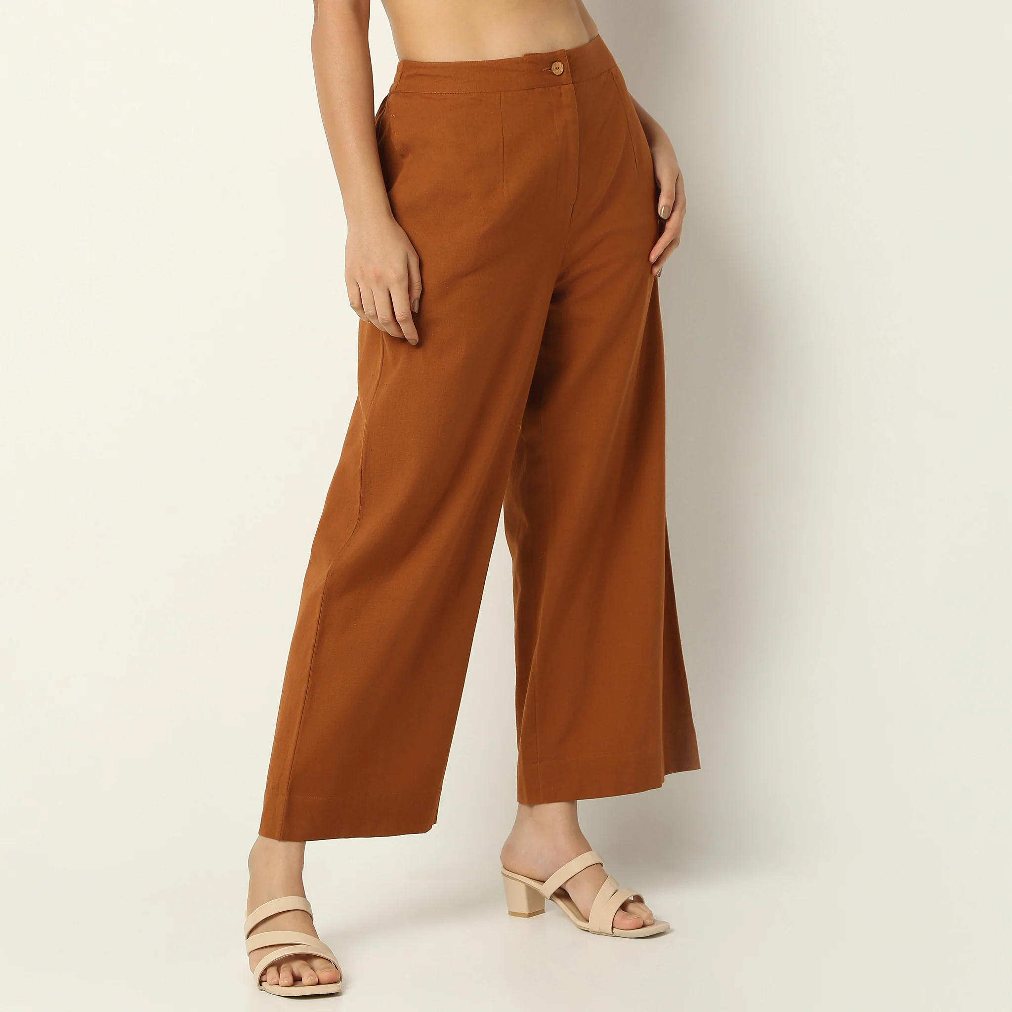 Ankle Length Relaxed Fit Solid Pants - Image 5