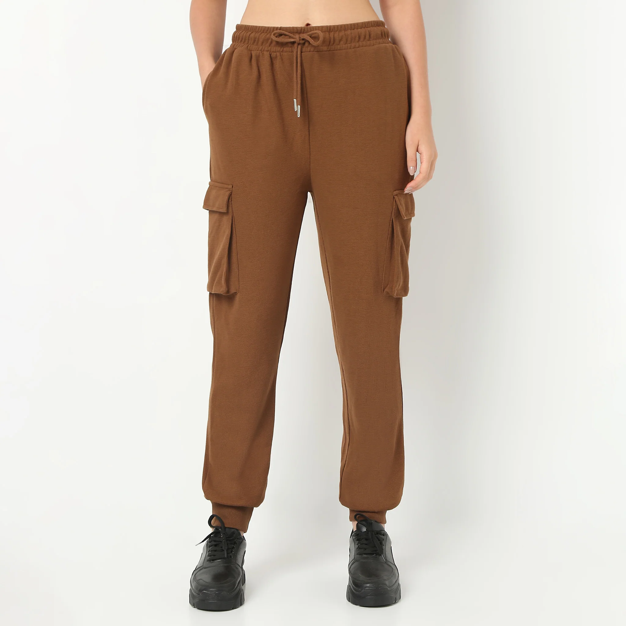 Relaxed Fit Ankle Length High Rise Joggers - Image 2