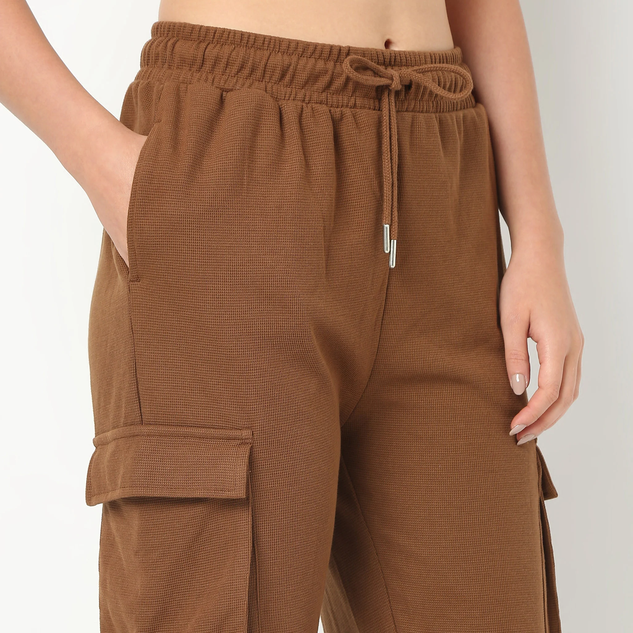 Relaxed Fit Ankle Length High Rise Joggers - Image 4