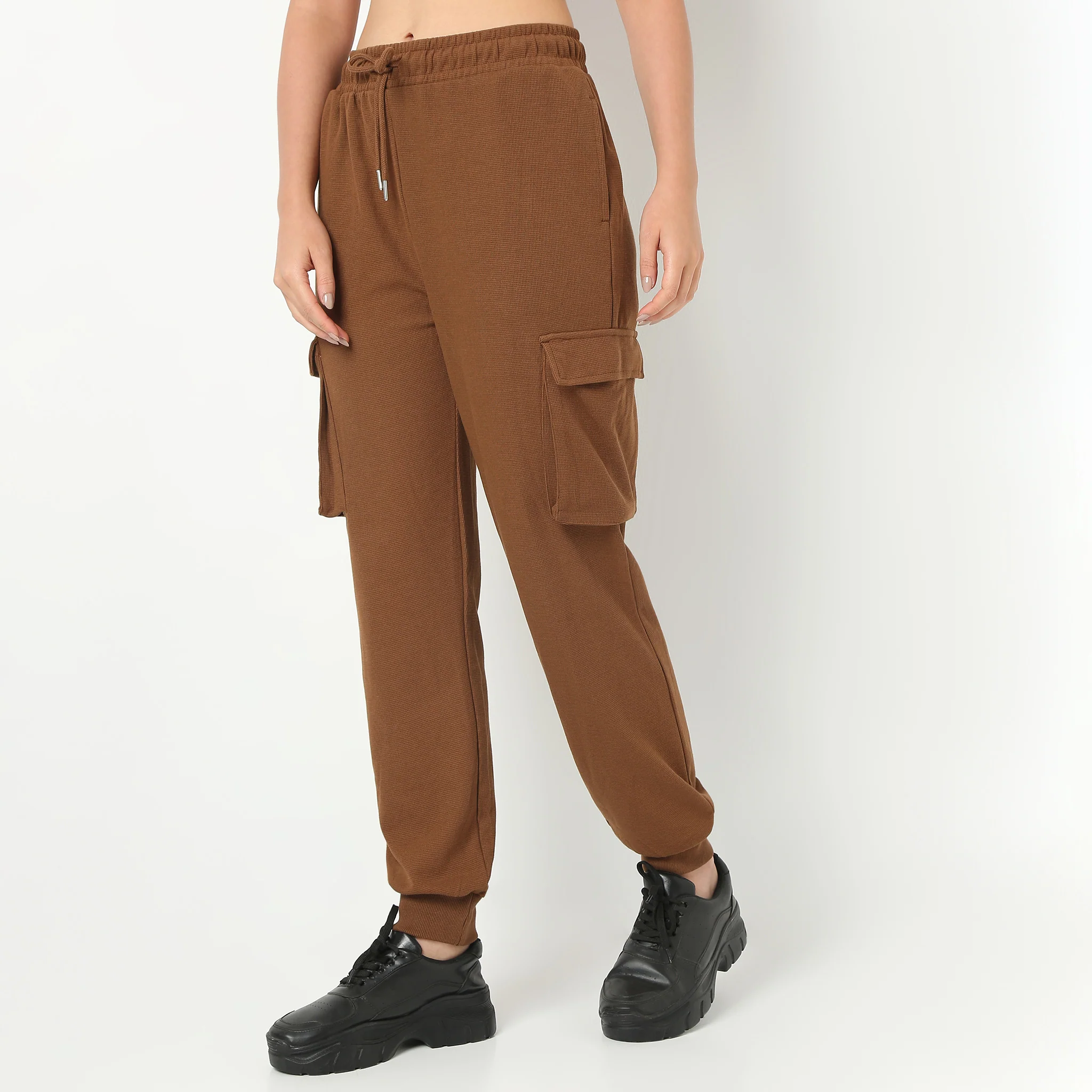 Relaxed Fit Ankle Length High Rise Joggers - Image 5