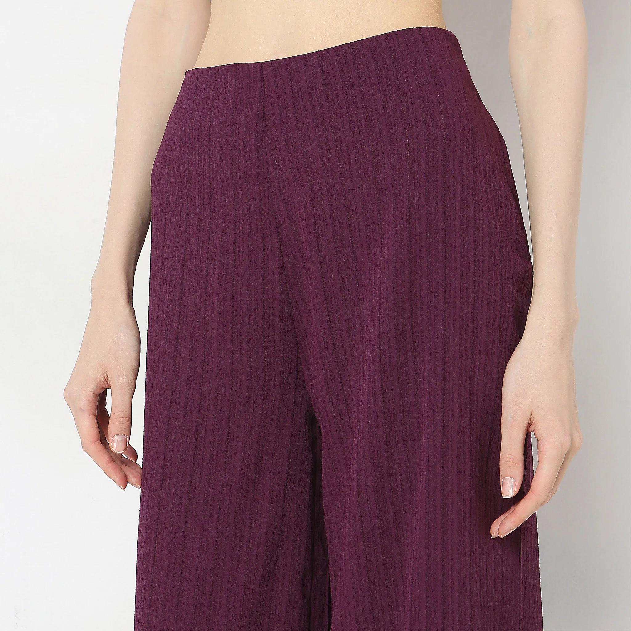 Relaxed Fit Solid High Rise Palazzos - Image 4