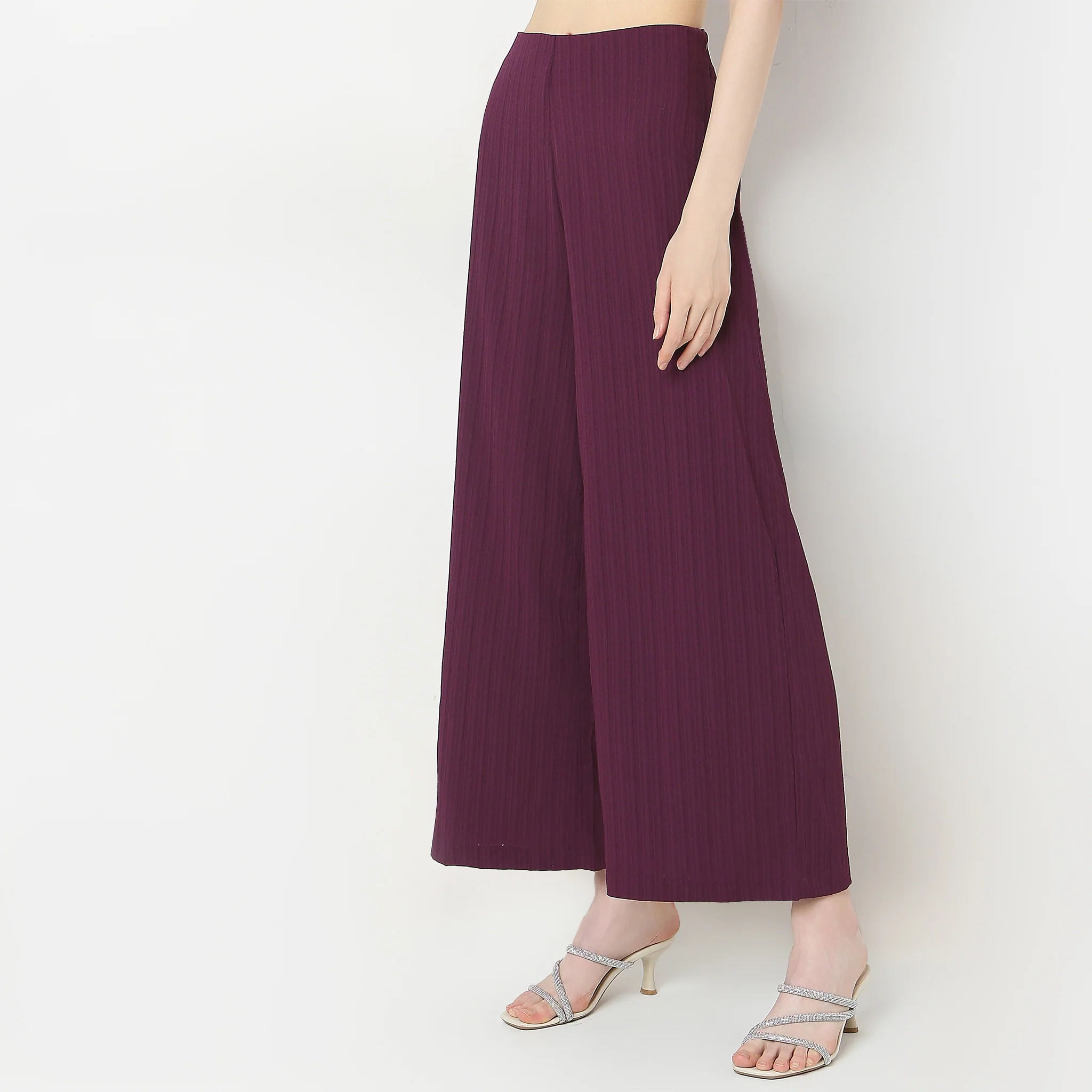 Relaxed Fit Solid High Rise Palazzos - Image 5