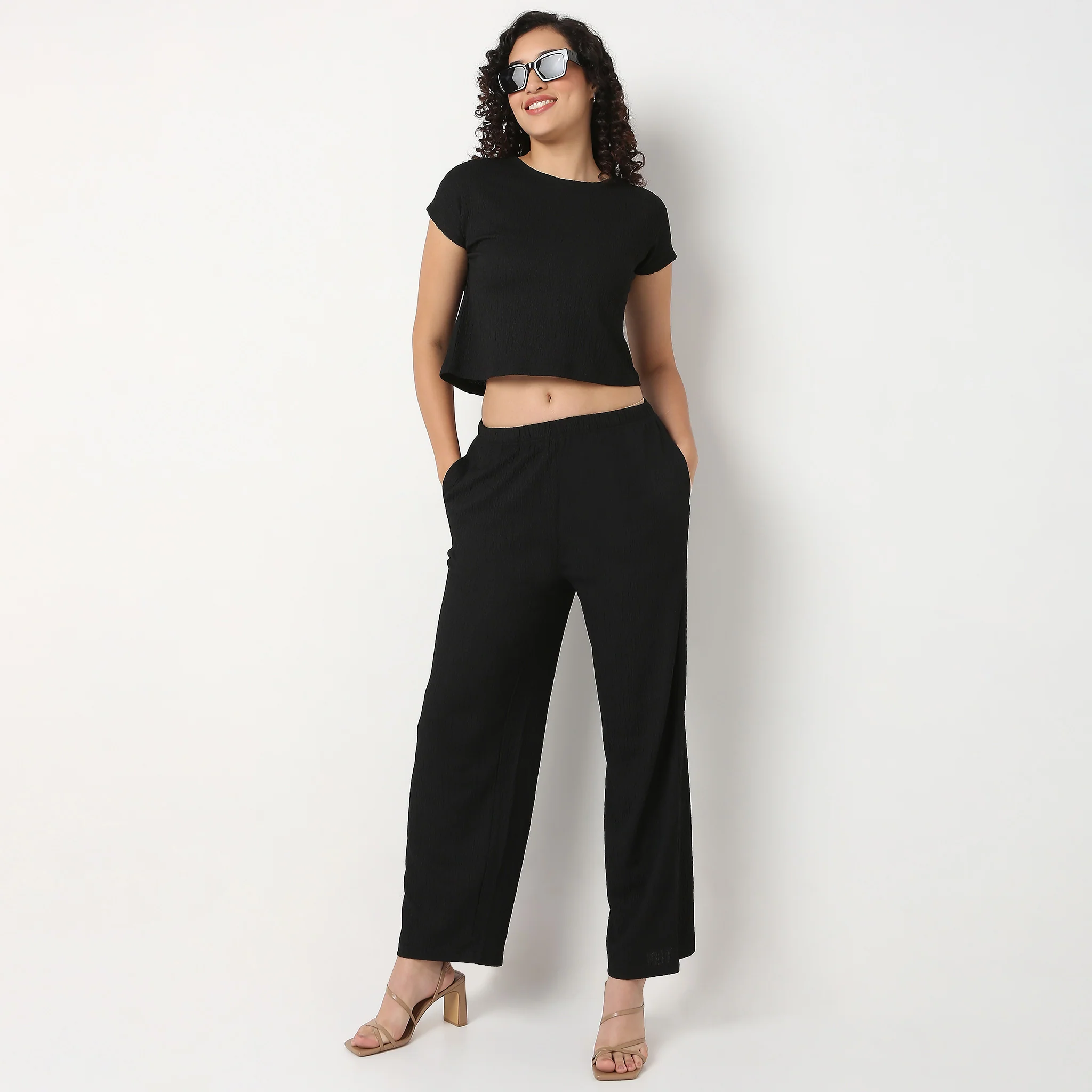 Relaxed Fit High Rise Palazzo With Elasticated Waistband - Image 11