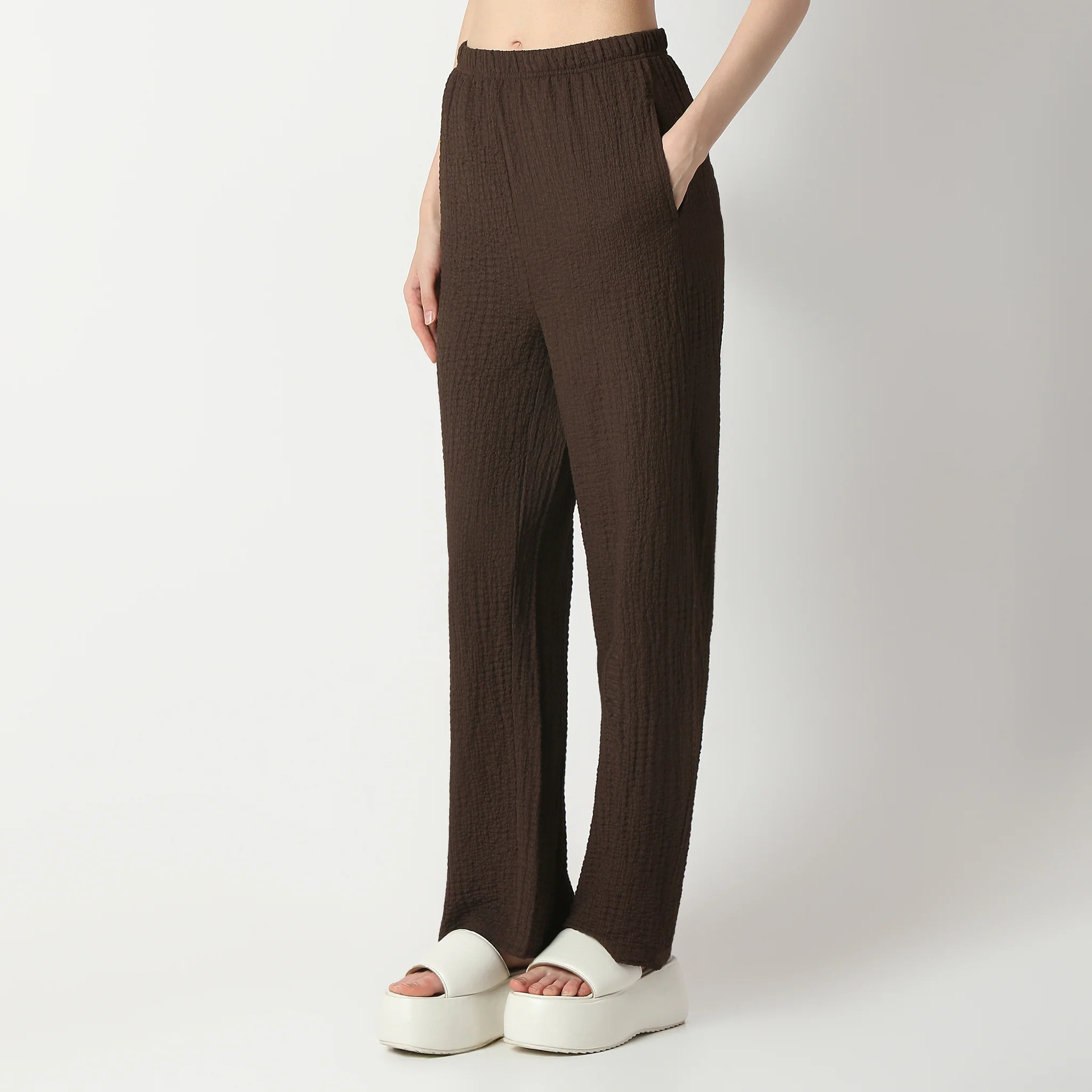 Relaxed Fit High Rise Palazzo With Elasticated Waistband - Image 5