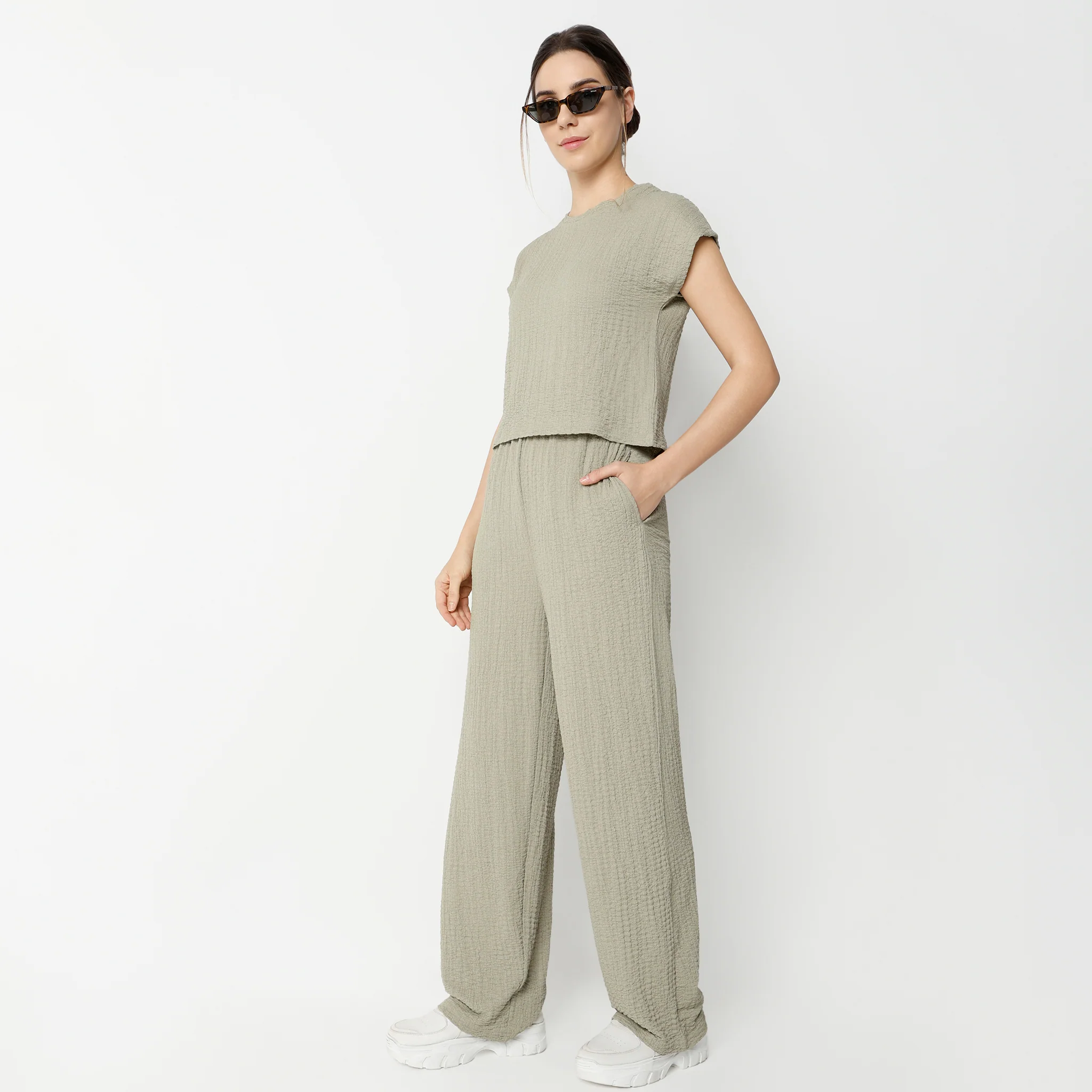 Relaxed Fit High Rise Palazzo With Elasticated Waistband - Image 7