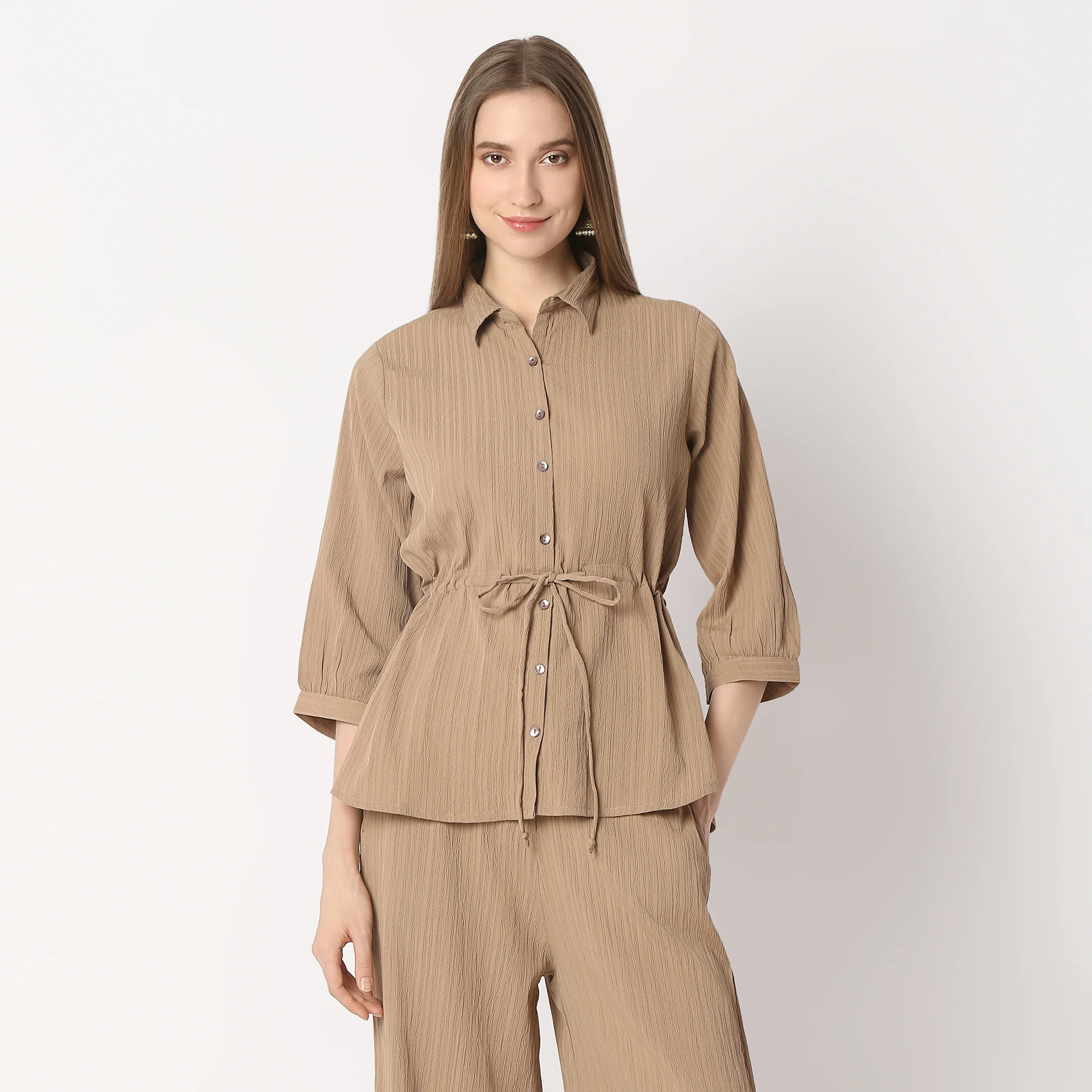 Shirt With Waist Tie Up Through Tunnel - Image 2