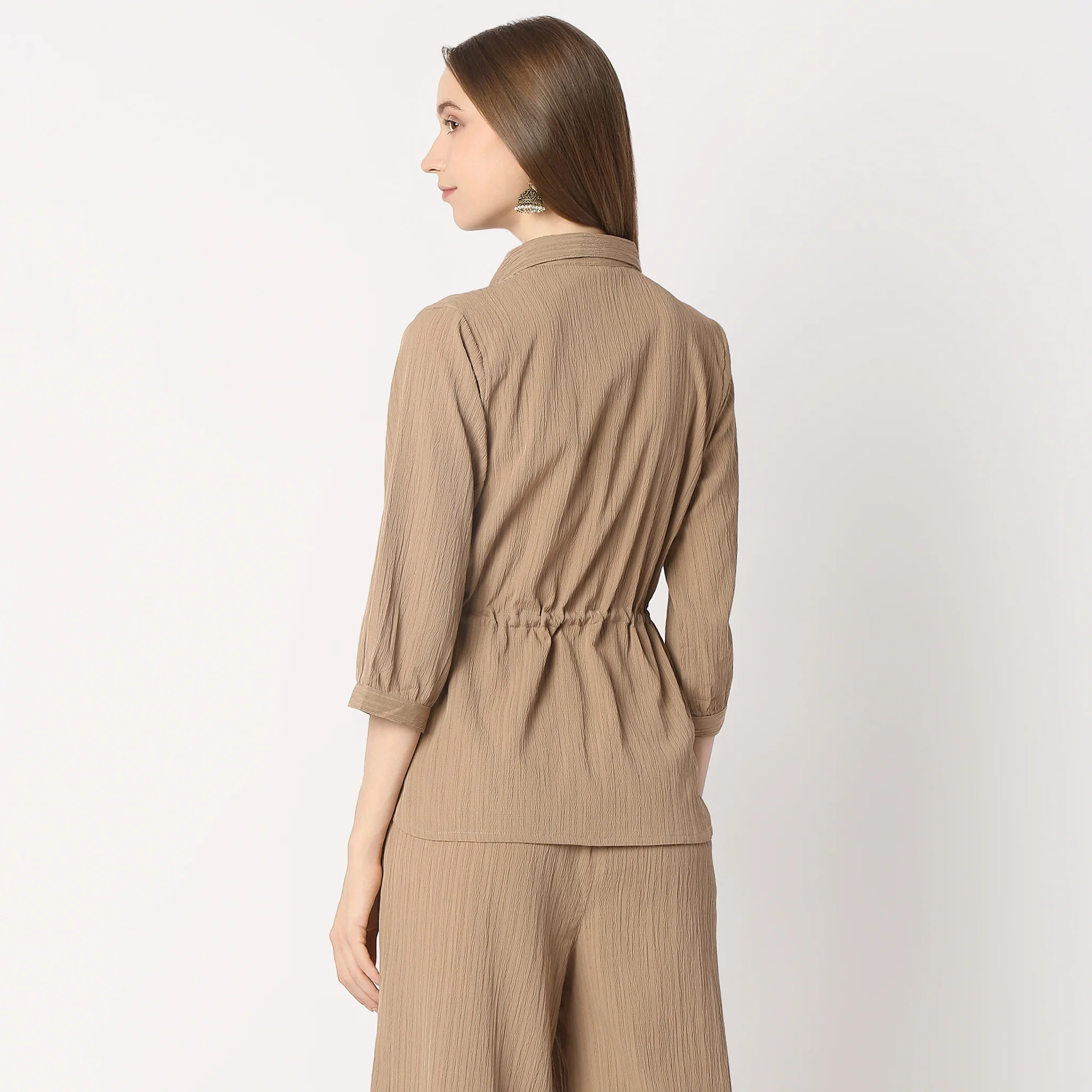 Shirt With Waist Tie Up Through Tunnel - Image 3