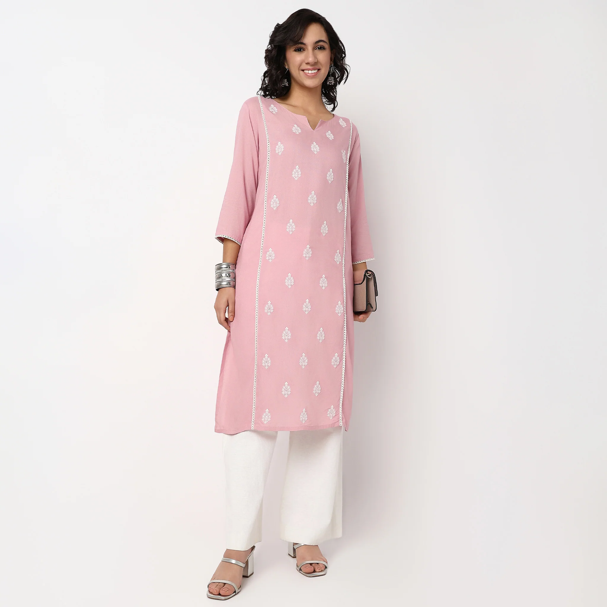 Embroidered Center Panel Straight Kurta - Image 6