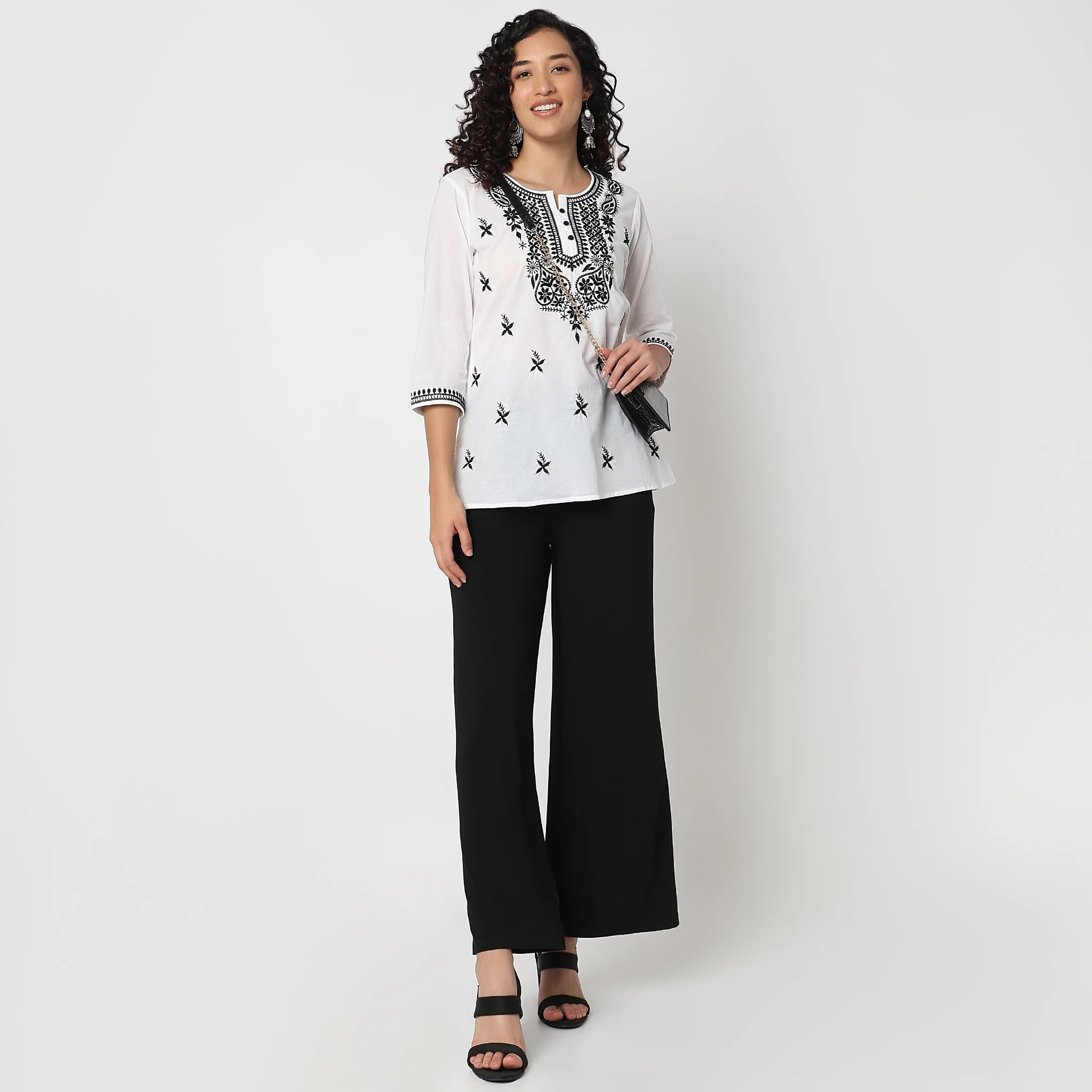 Round Neck Embroidered Top