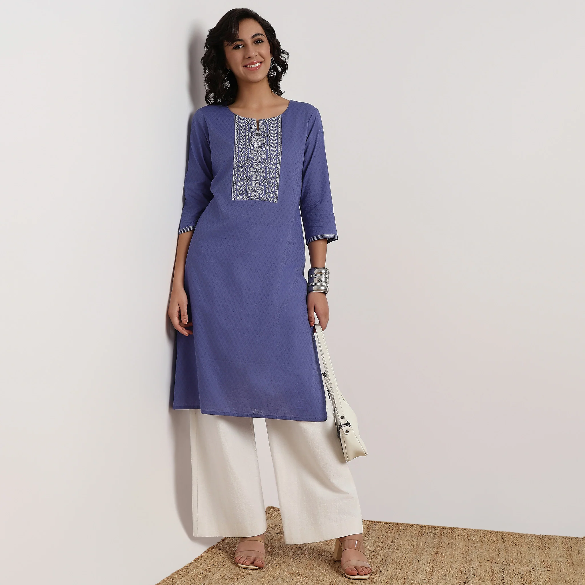 Embroidered Yoke Straight Kurta