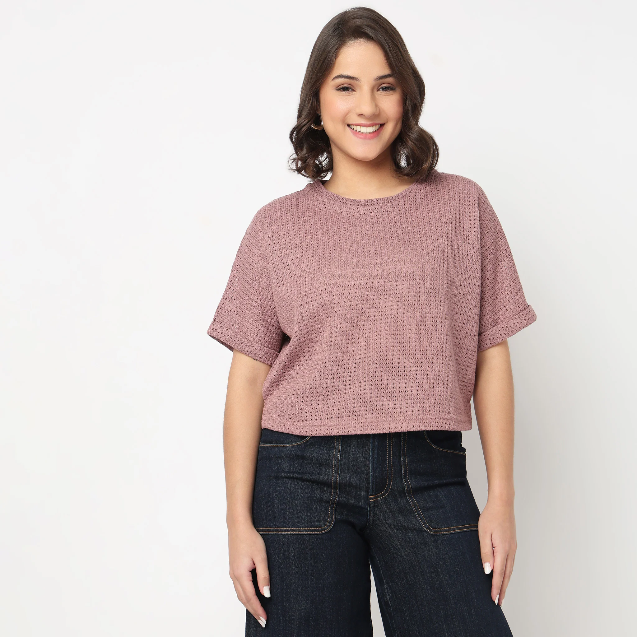 Round Neck Flat Knit Top - Image 2