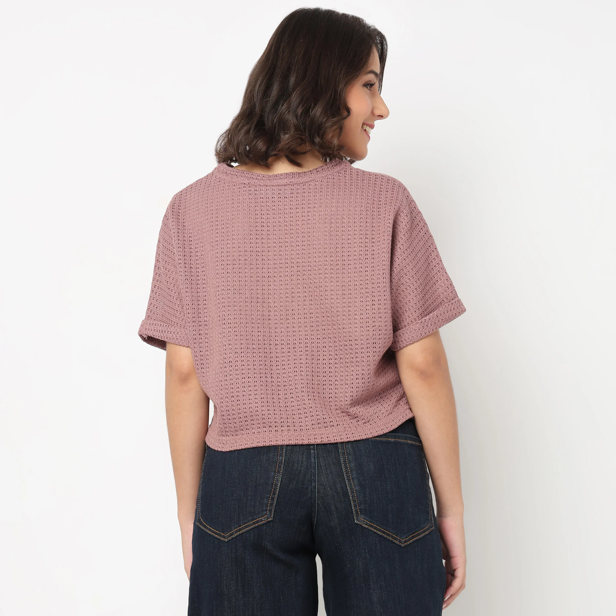 Round Neck Flat Knit Top - Image 3