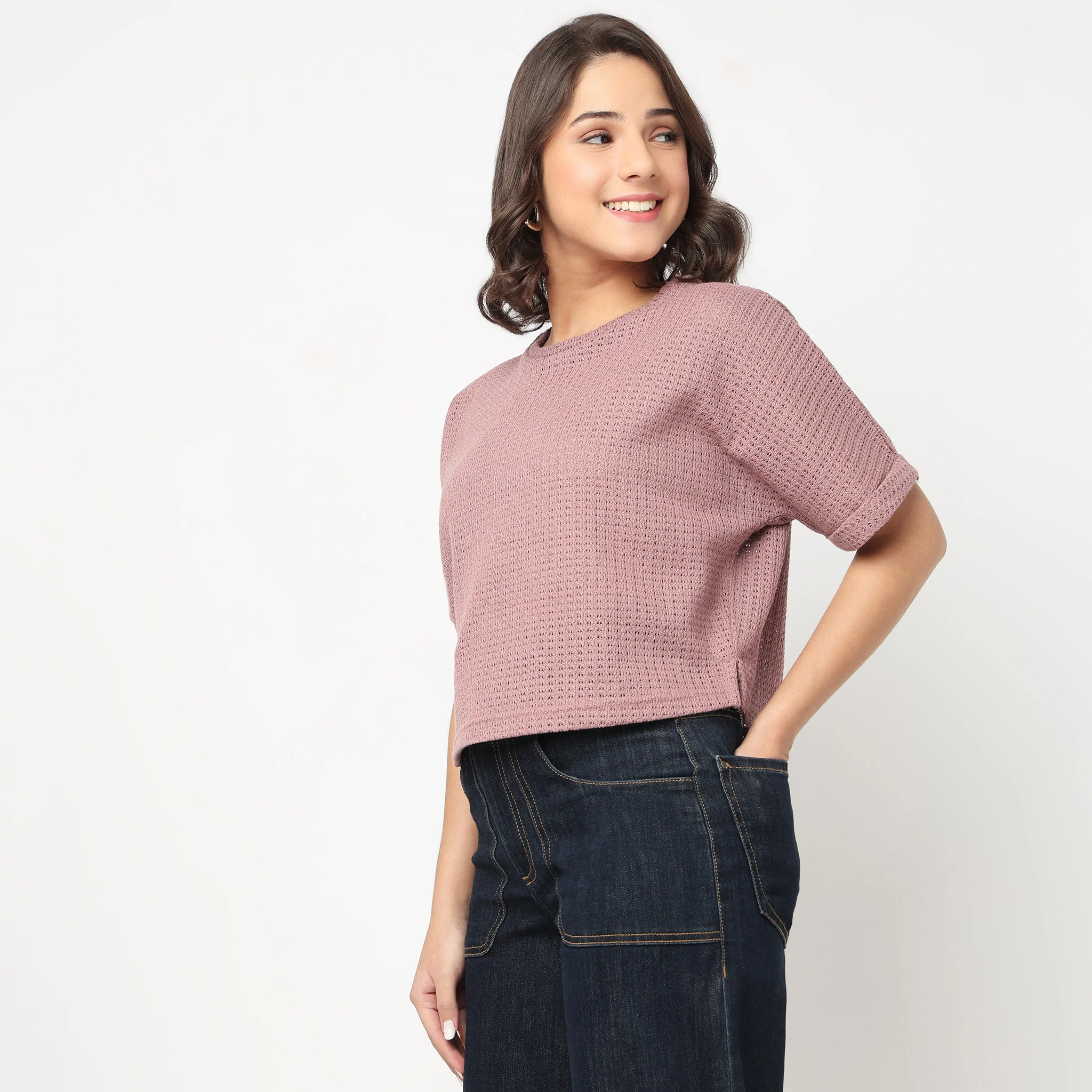 Round Neck Flat Knit Top - Image 5