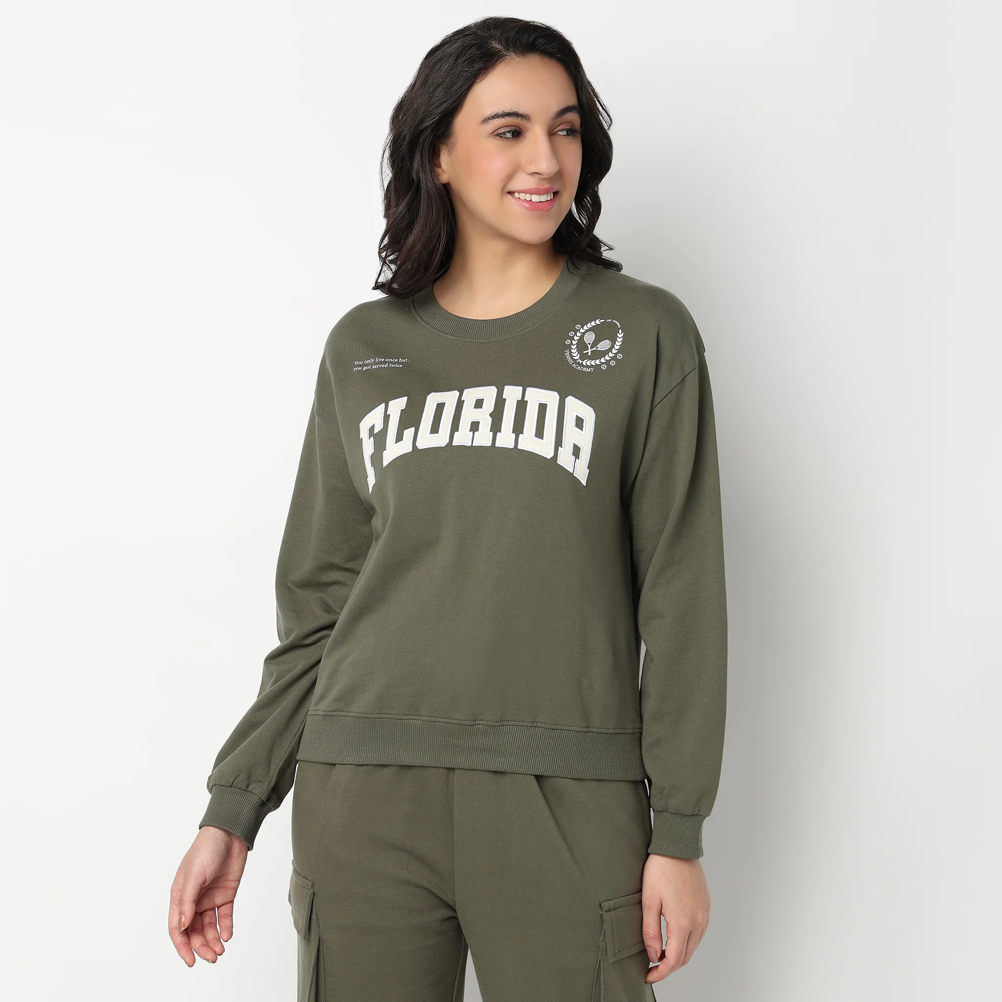 Round Neck Graphic Sweat Tee - Image 2