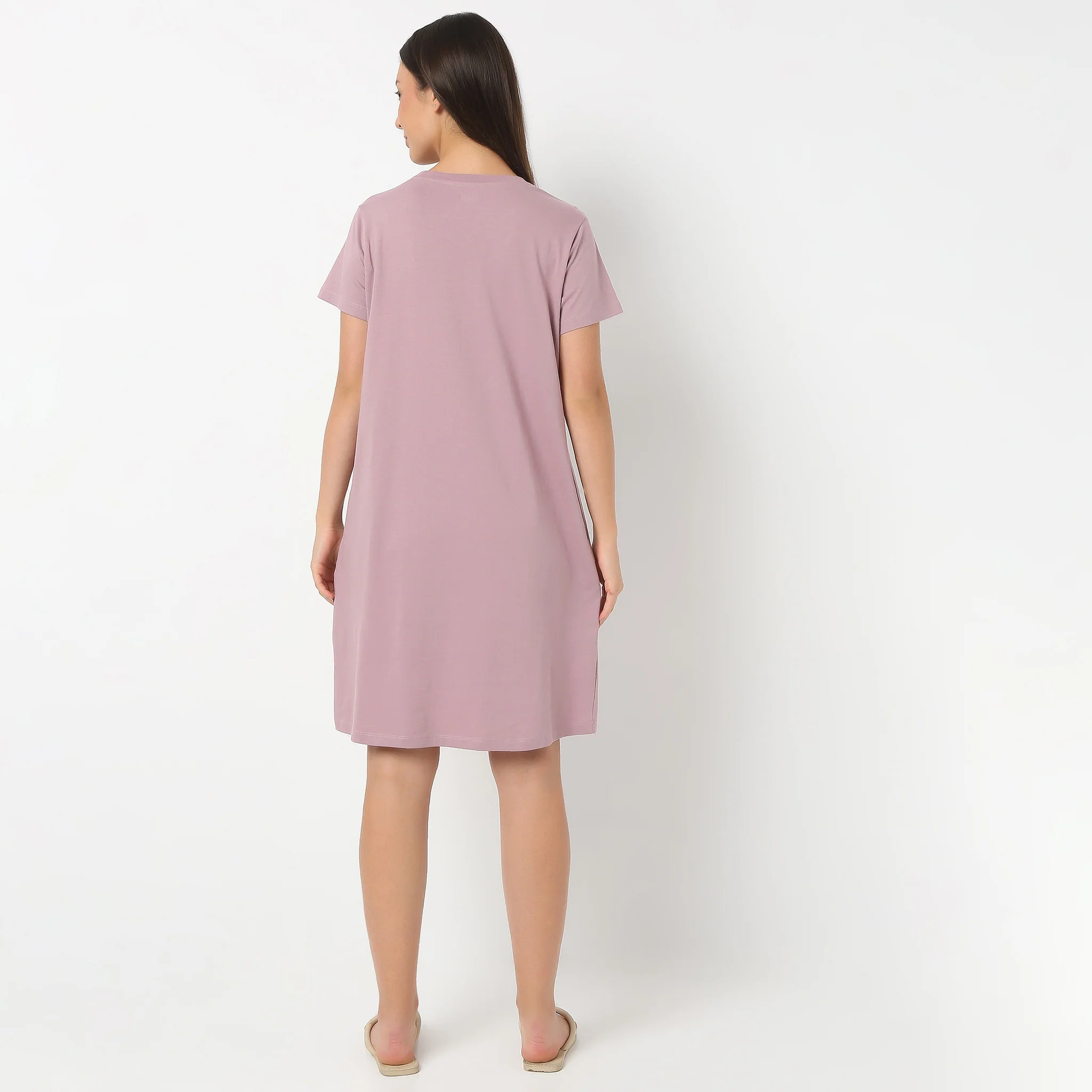 Round Neck Knee Length Graphic Short Gown - Image 3