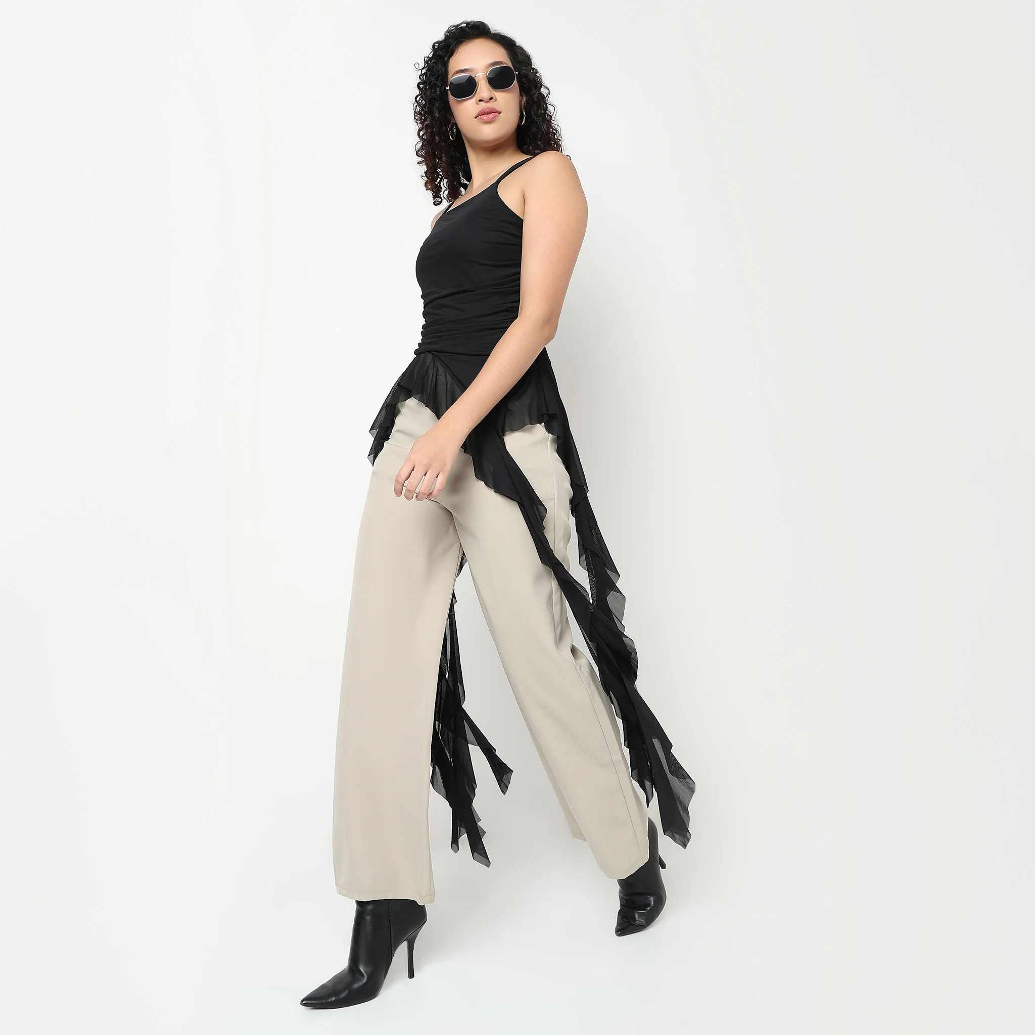 Ruffle Square Neck Longline Top