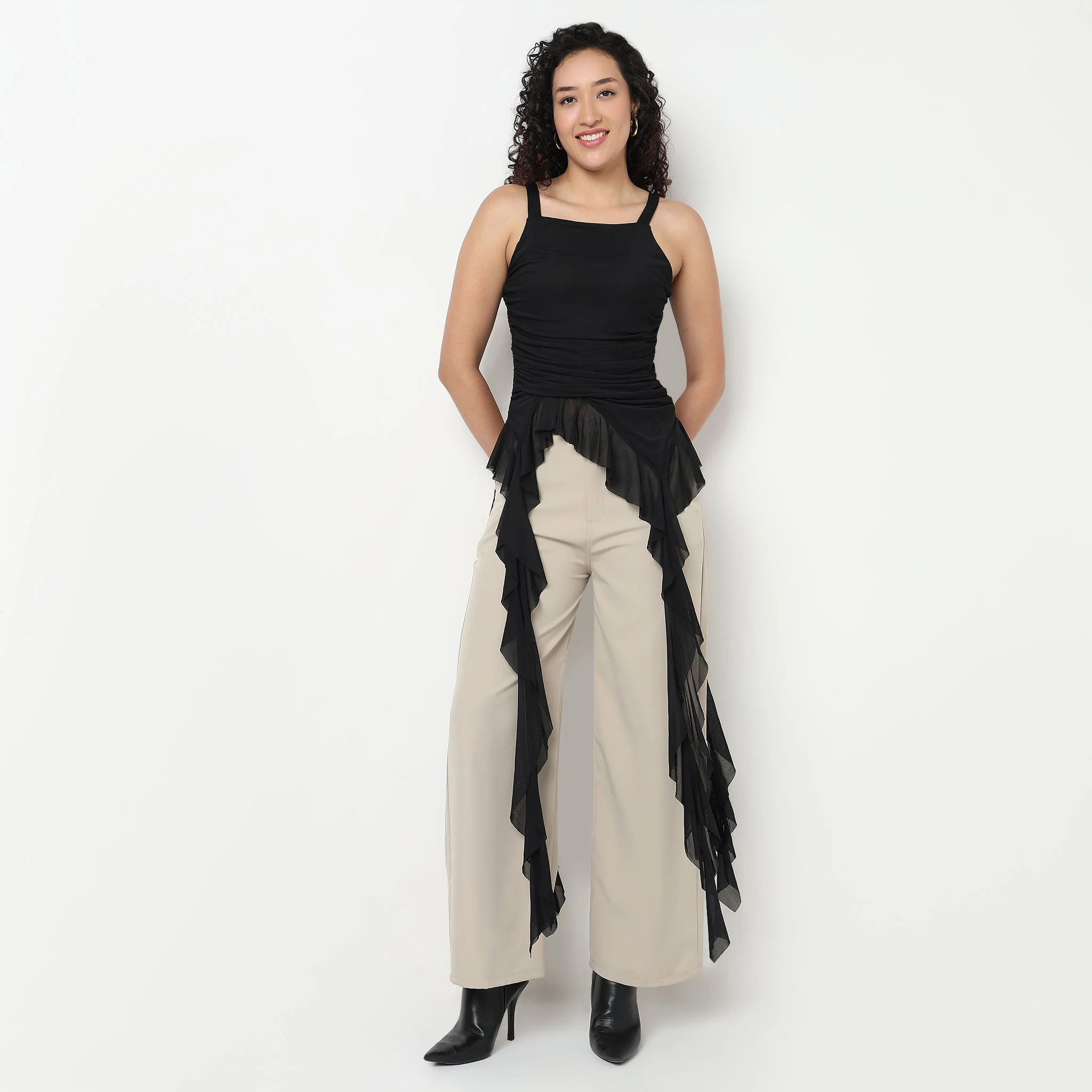 Ruffle Square Neck Longline Top - Image 2