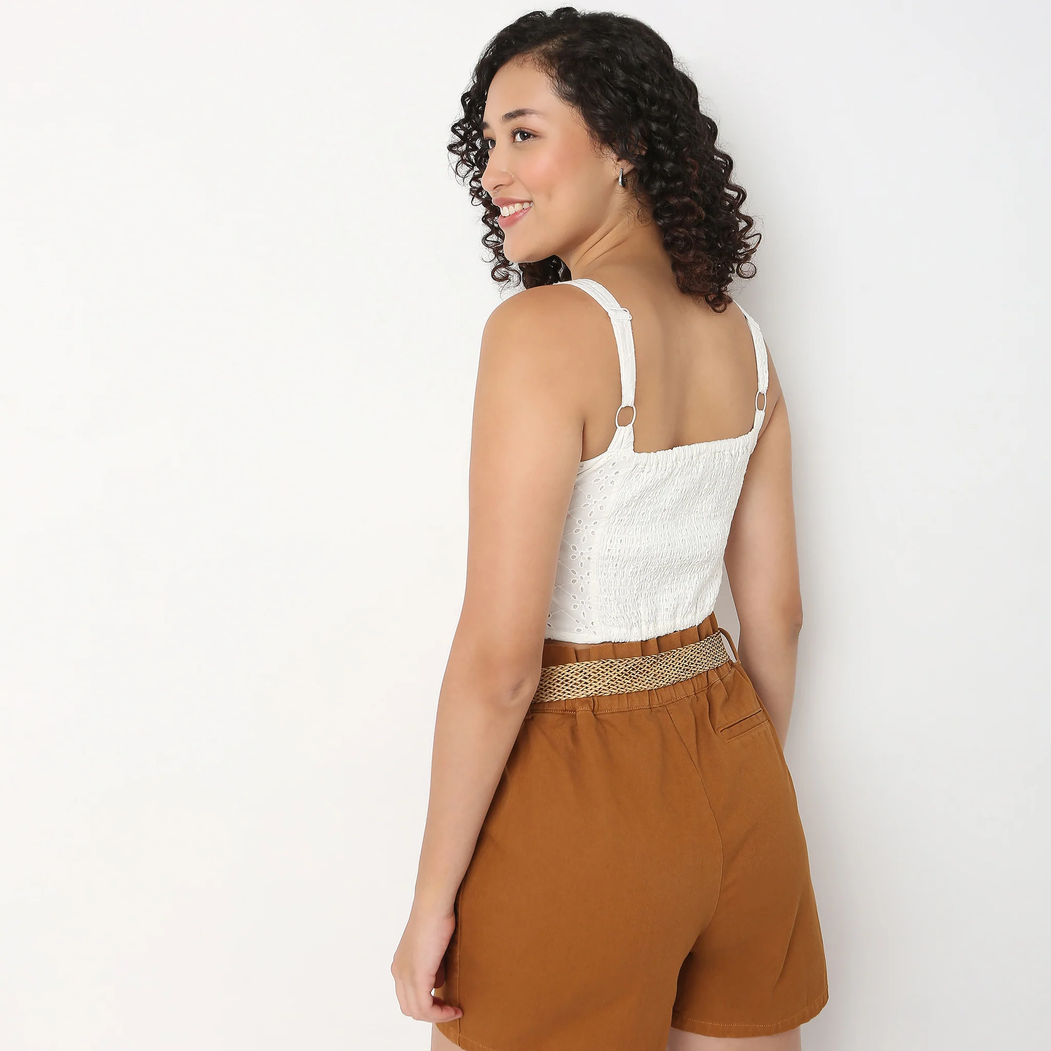 Schiffli Crop Top With Zipper Detail - Image 3
