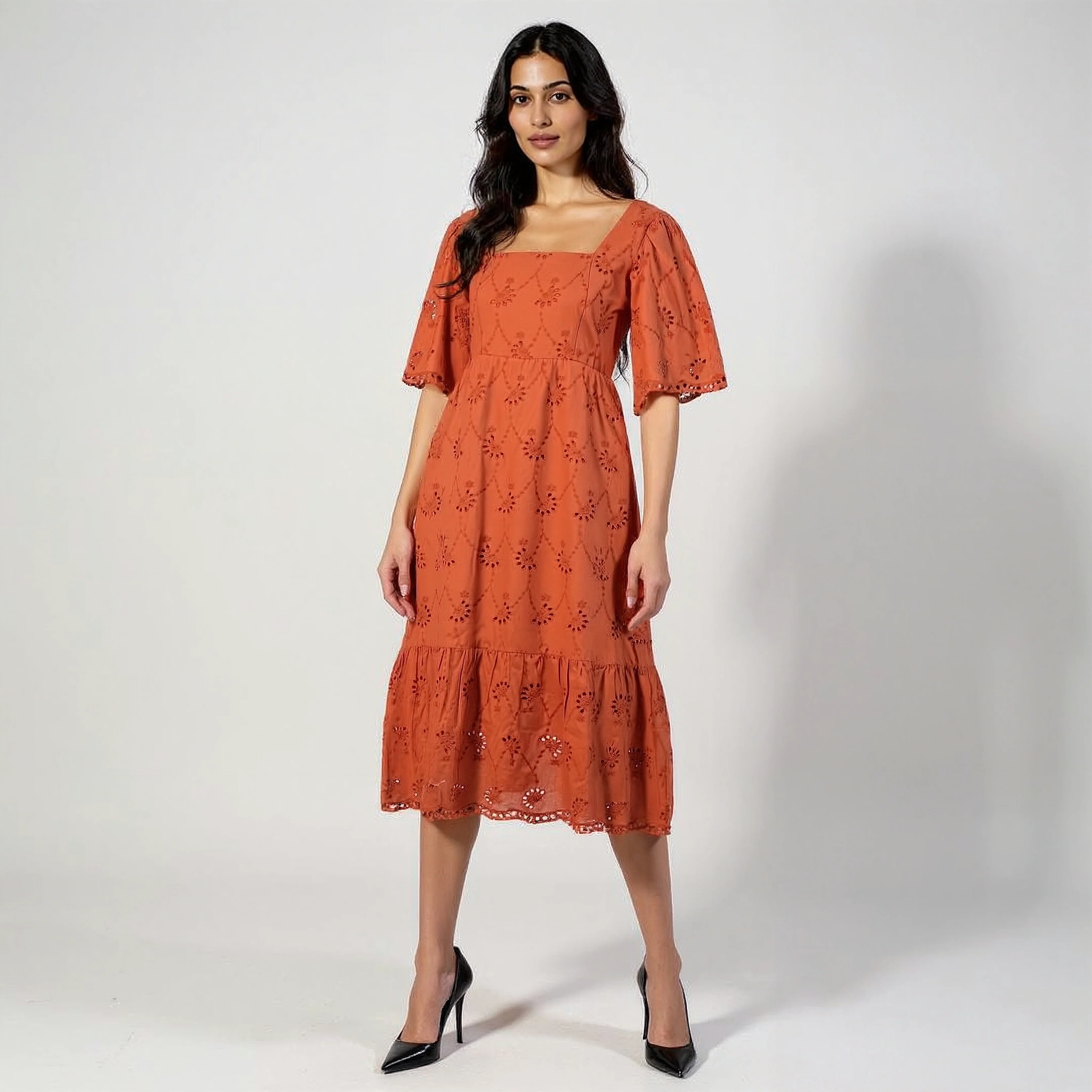 Schiffli Flared Dress - Image 2