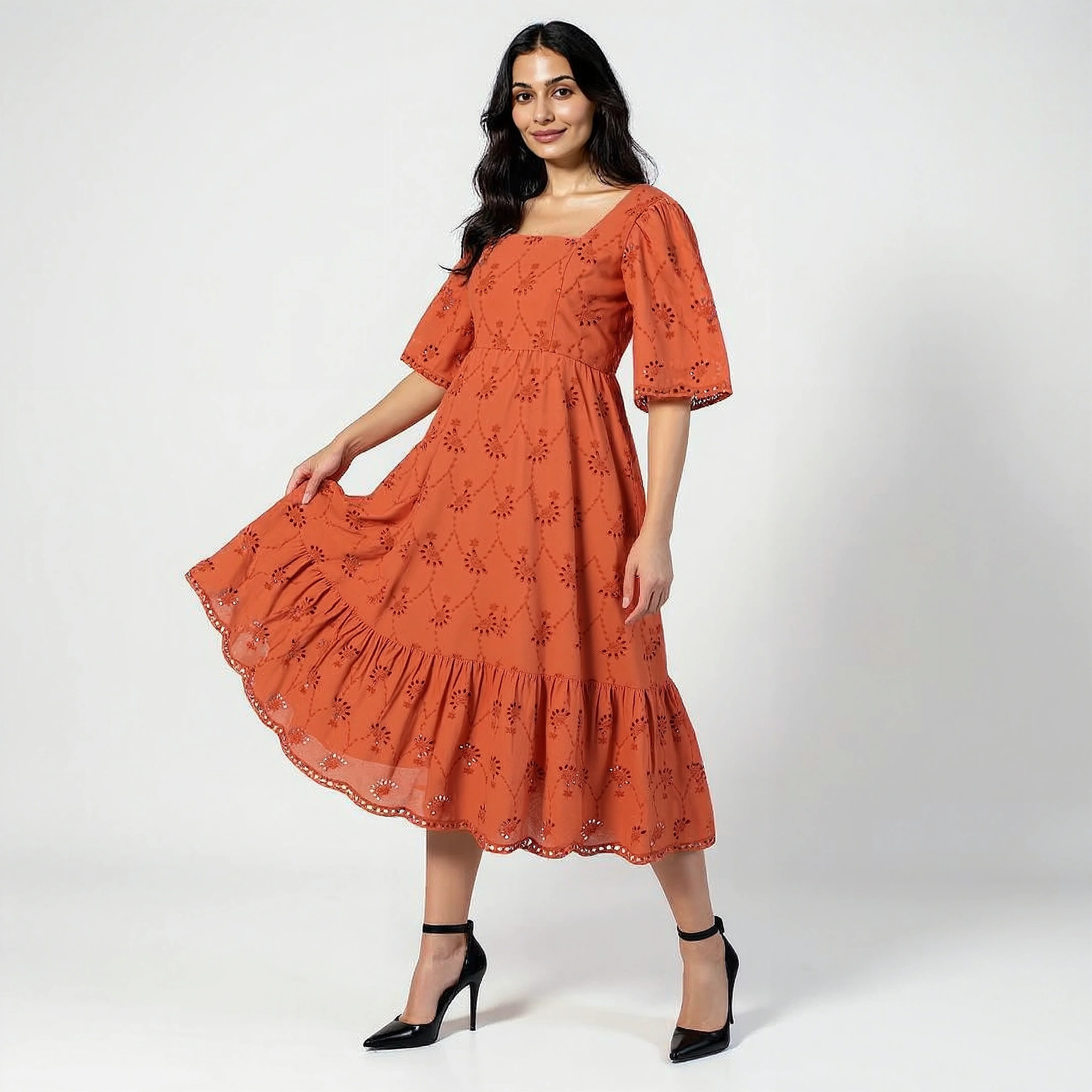 Schiffli Flared Dress - Image 5