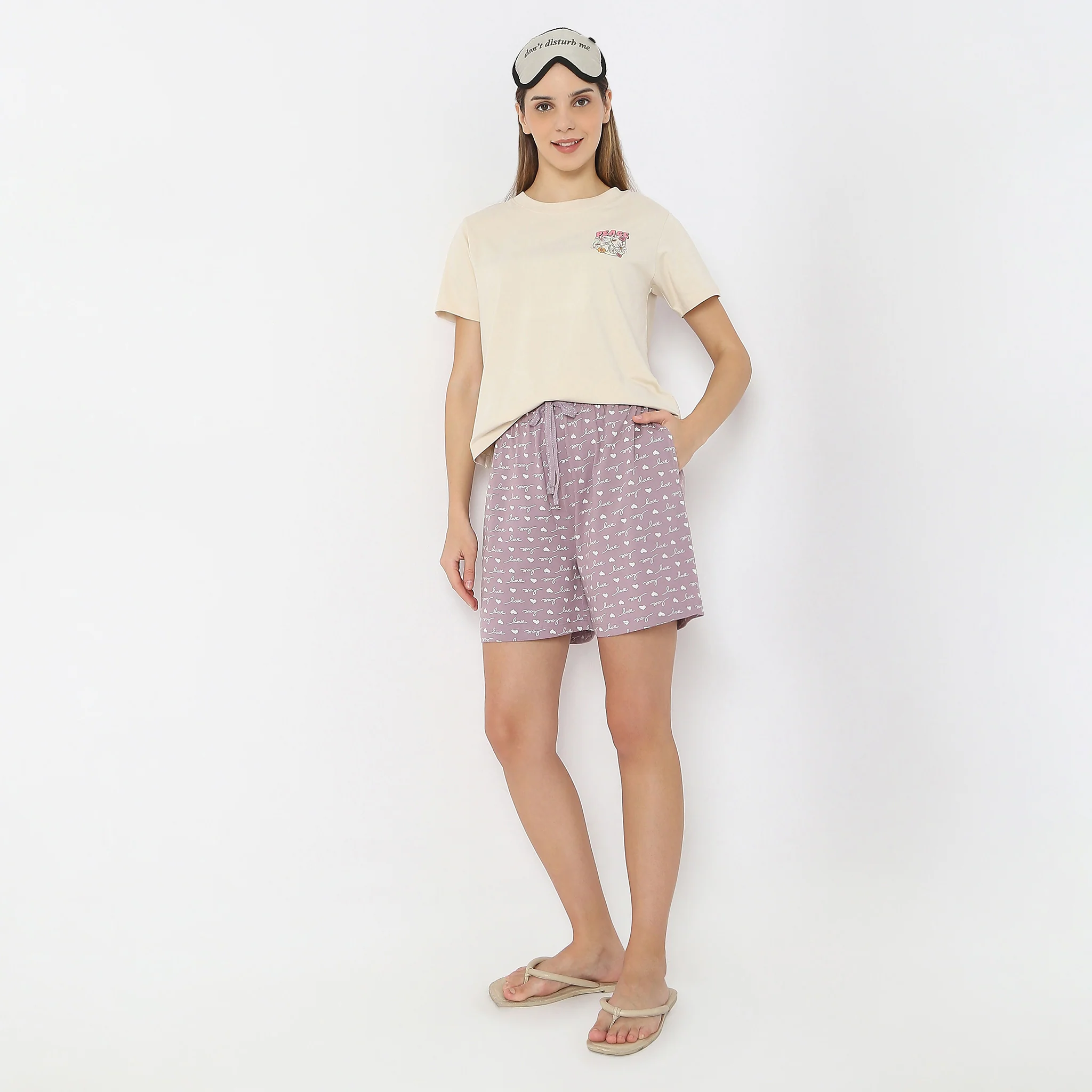 Self-Love Print Mid Rise Core Lounge Shorts