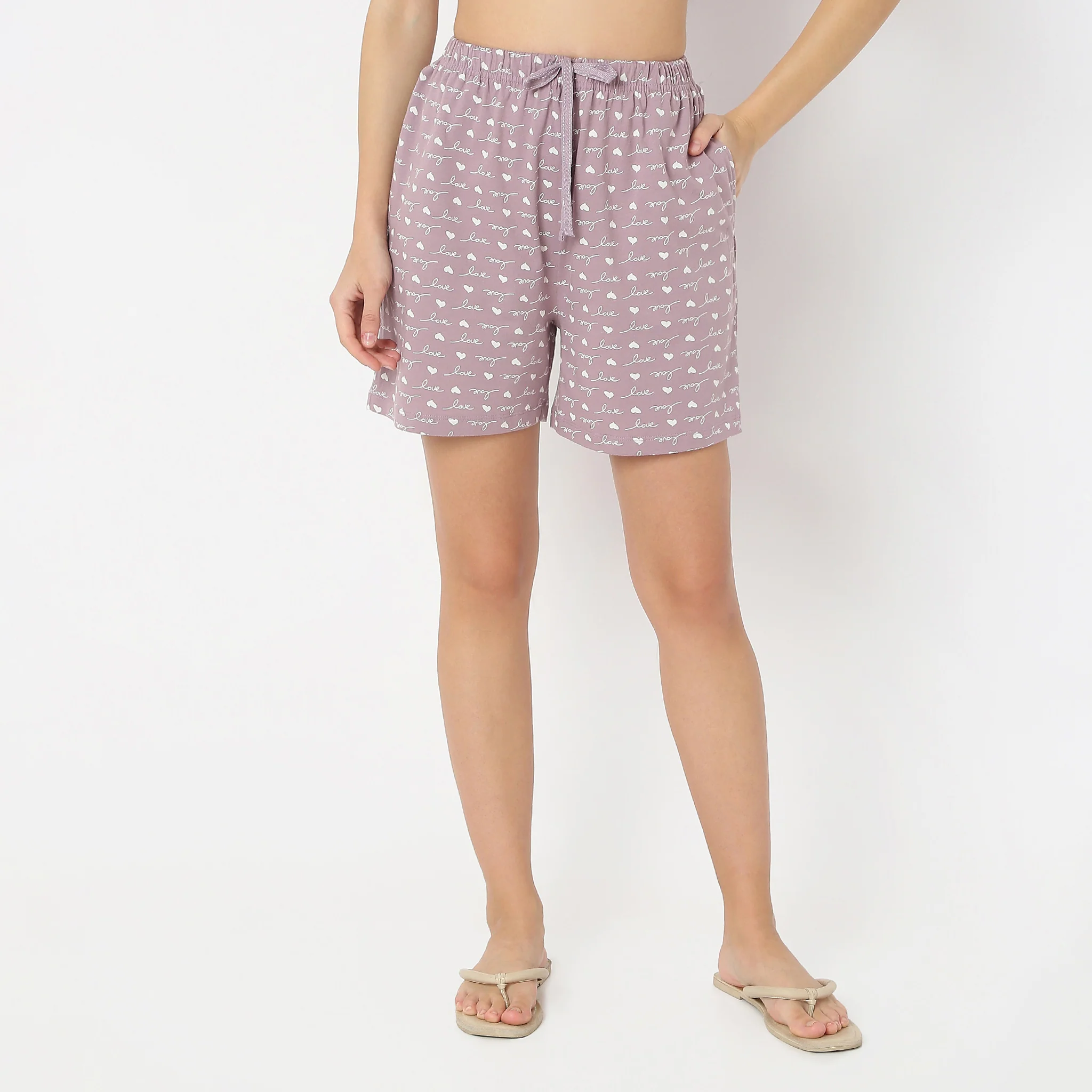 Self-Love Print Mid Rise Core Lounge Shorts - Image 2