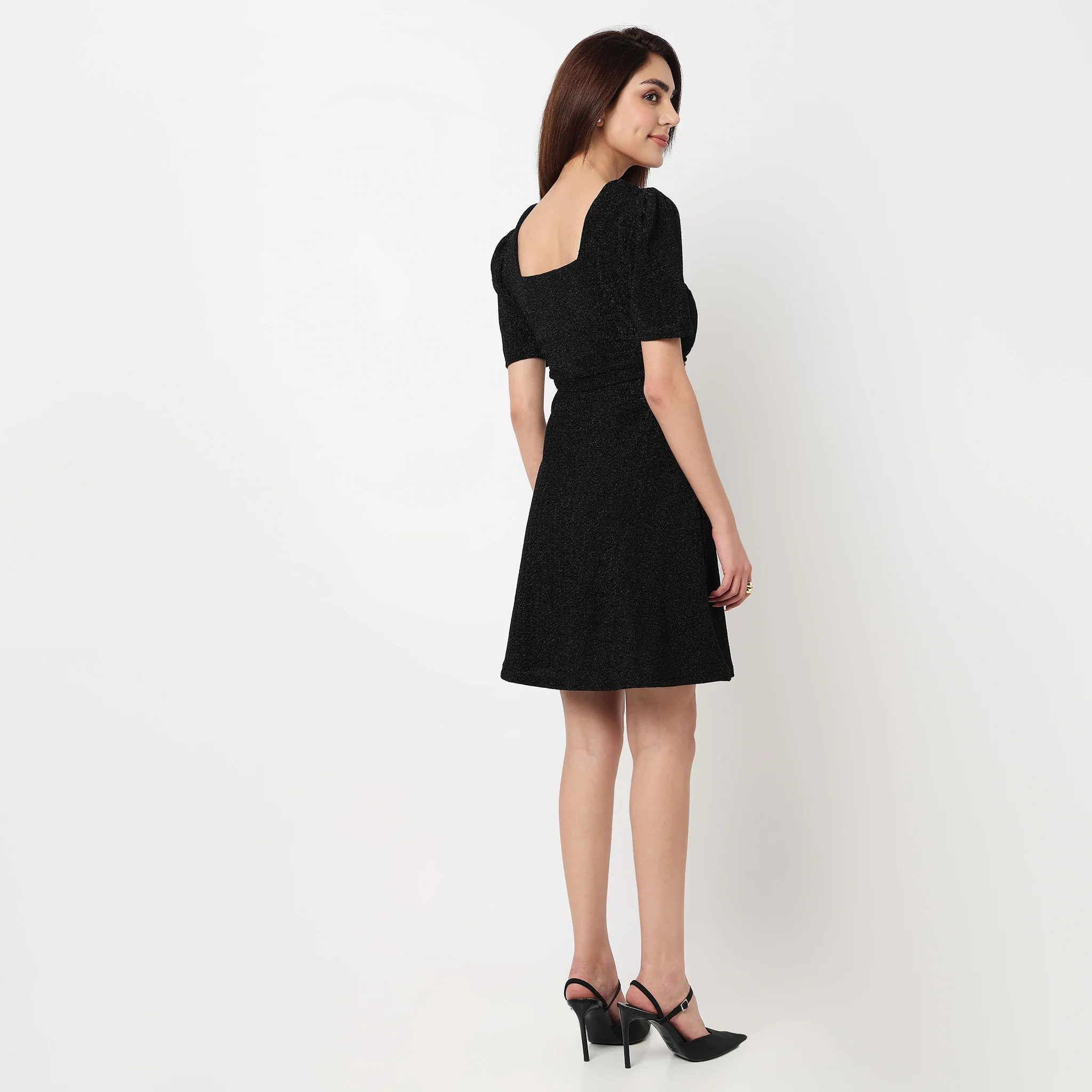 Shimmer Sheath Flared Party Dress - Image 3