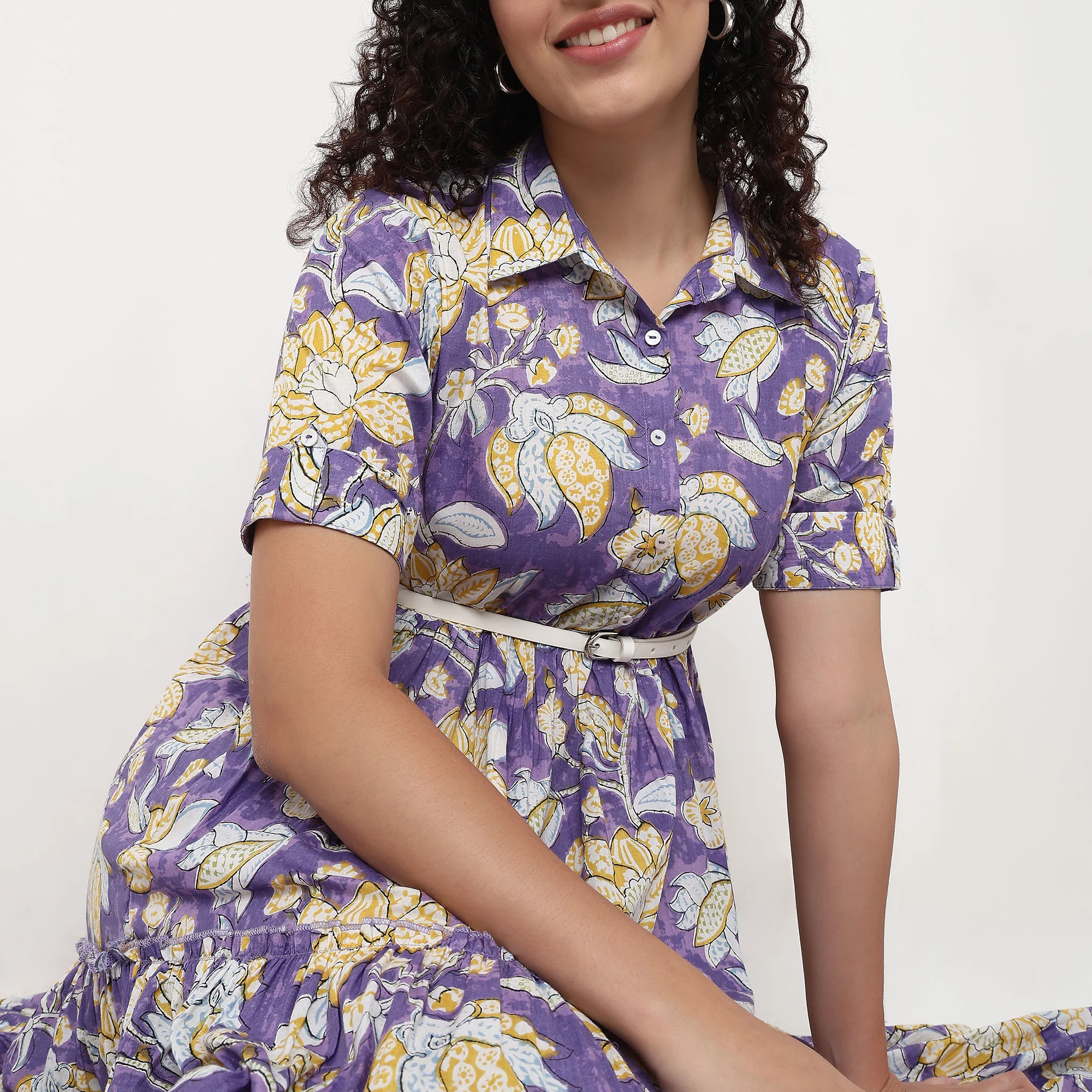 Printed Cotton Tiered Dress - Image 4