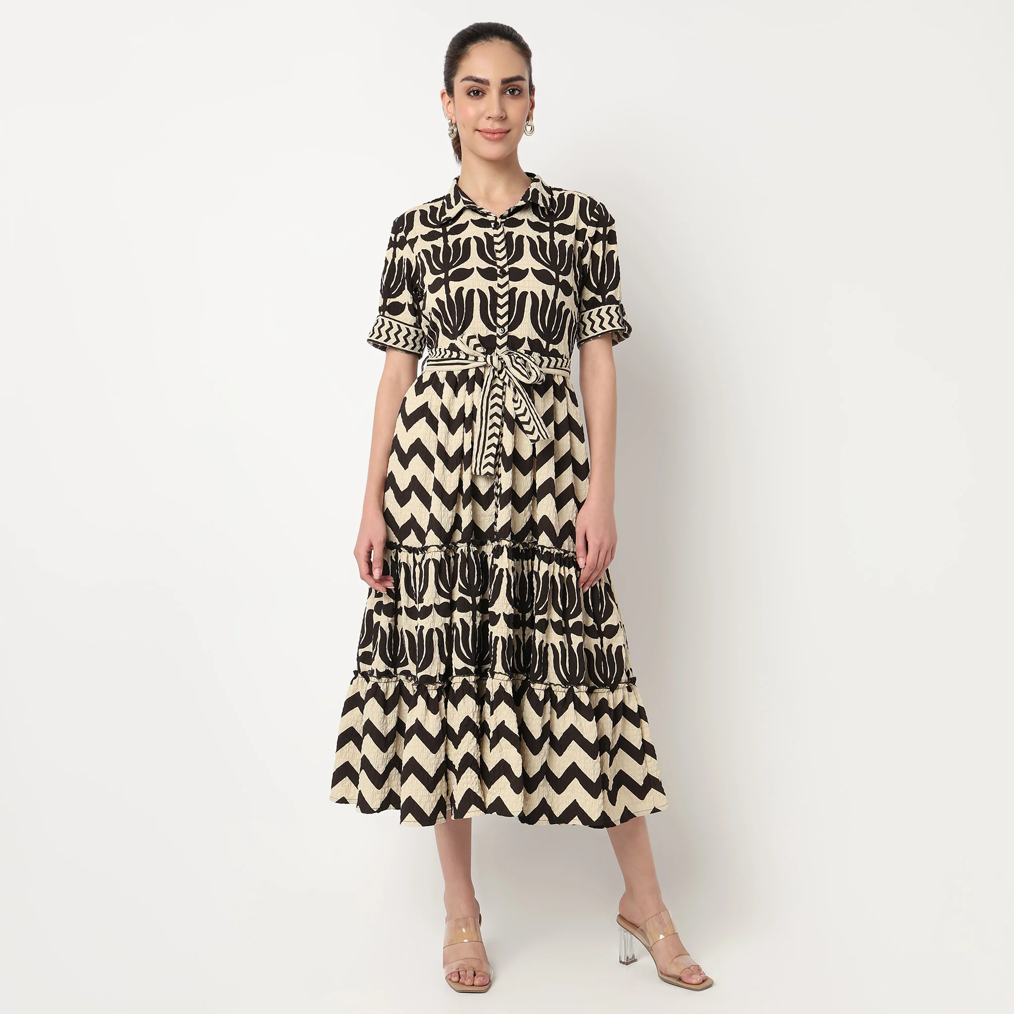 Shirt Printed Tiered Dress - Image 2